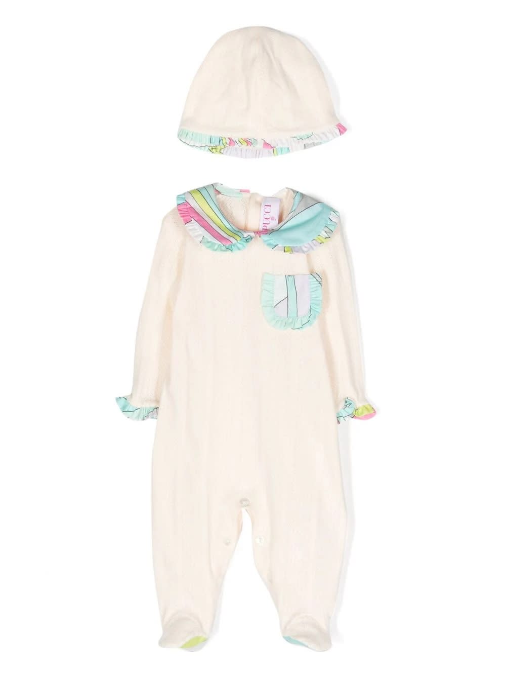 Pucci Babies' Newborn Set With Print In White