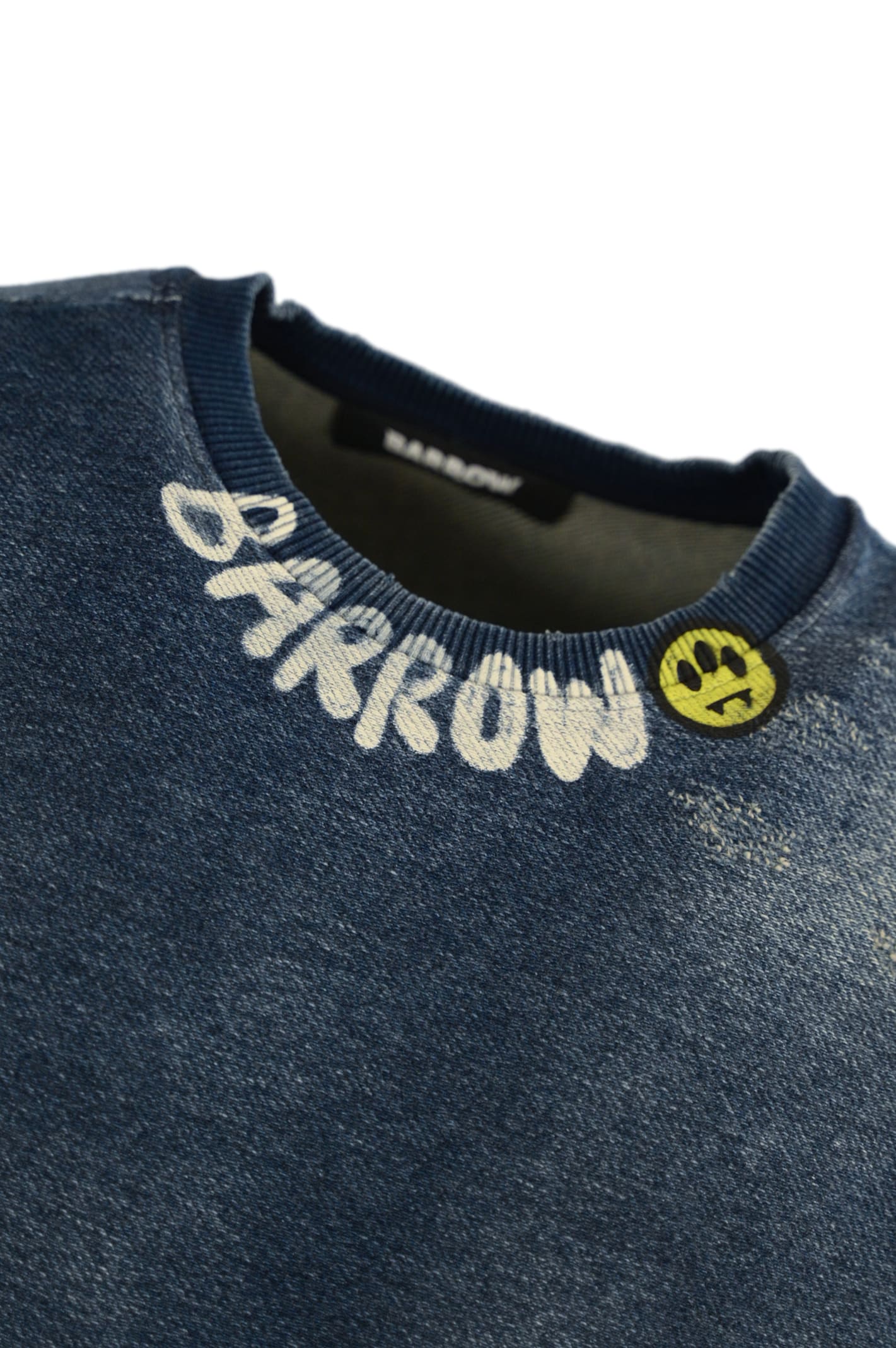 Shop Barrow Used Effect Cotton Sweatshirt In Denim Blue