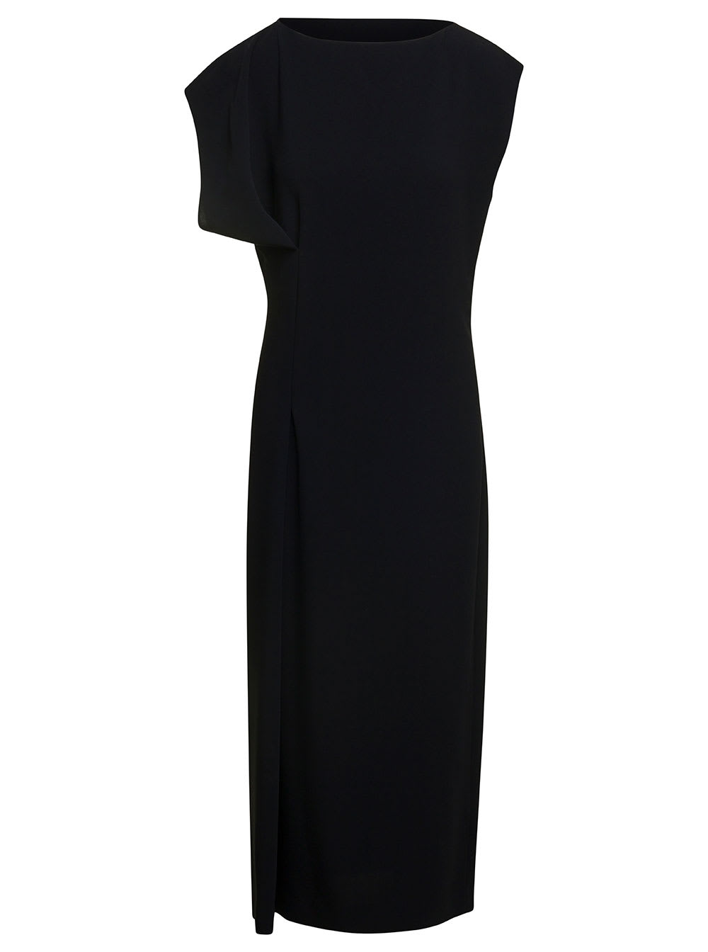 Shop The Row Blathine Long Asymetric Black Dress With Concealed Zip Closure In Triacetate Blend Woman