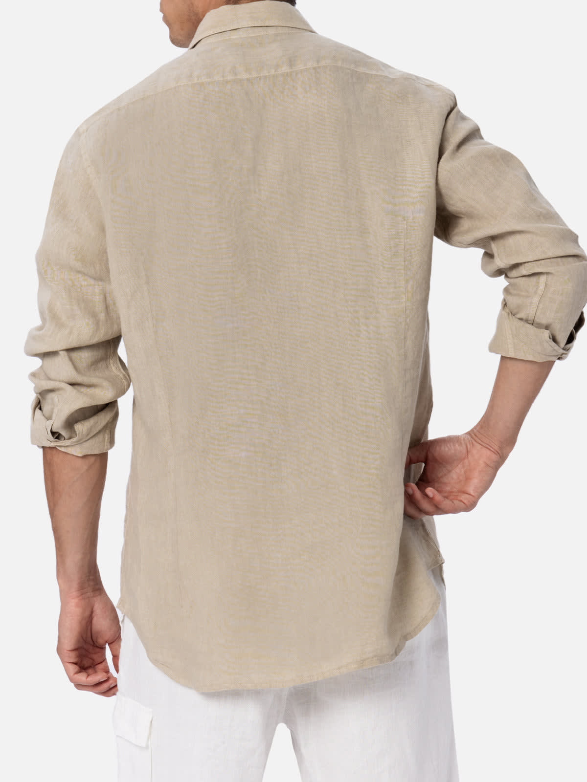 Mc2 Saint Barth Man Beige Linen Shirt Pamplona In Beige