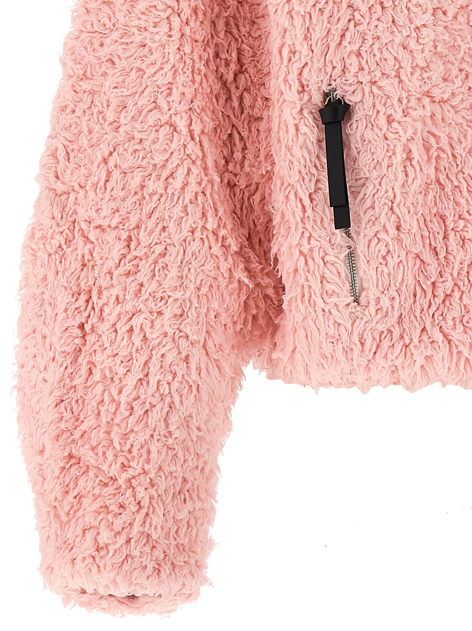 Jil Sander Teddy-effect Zip-front Jacket In Pink