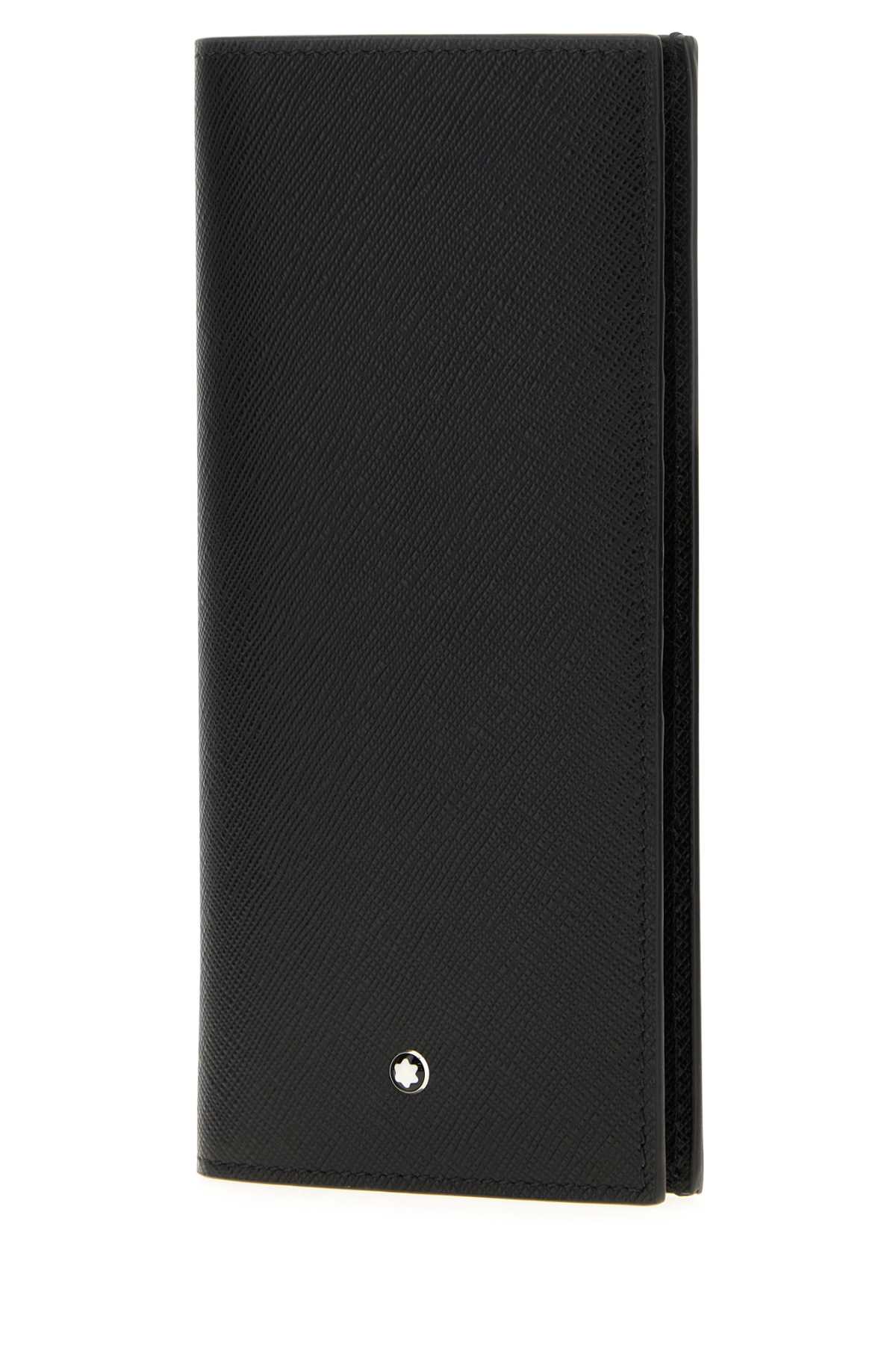 Montblanc Textured Leather Card Holder In Rectangular Shape In Black