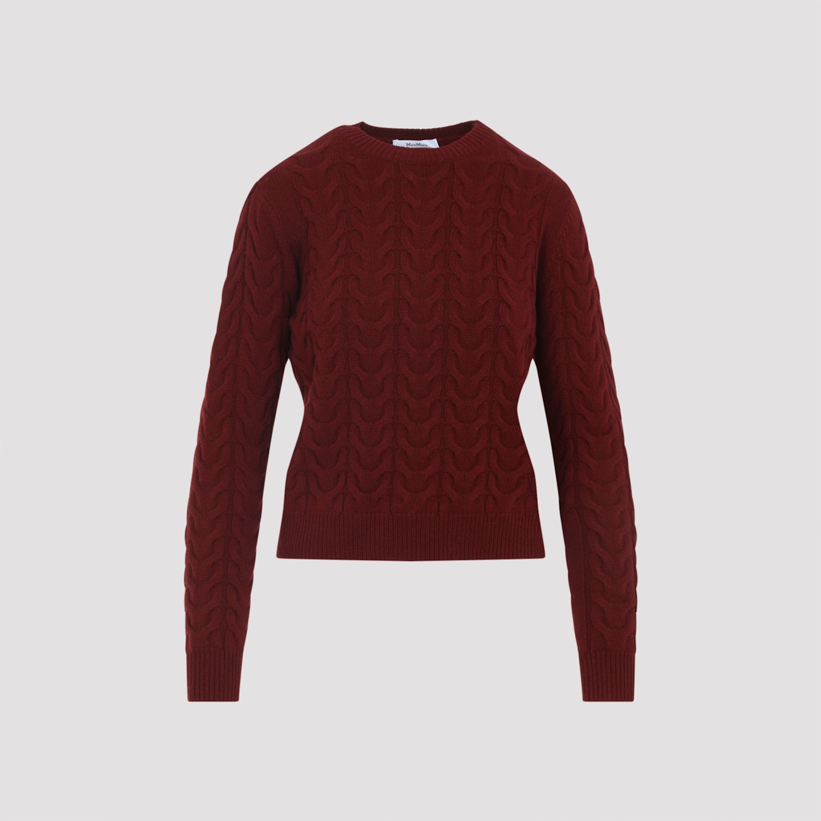 Max Mara Cable Knit Cashmere Sweater In Deep Burgundy In Burgundy