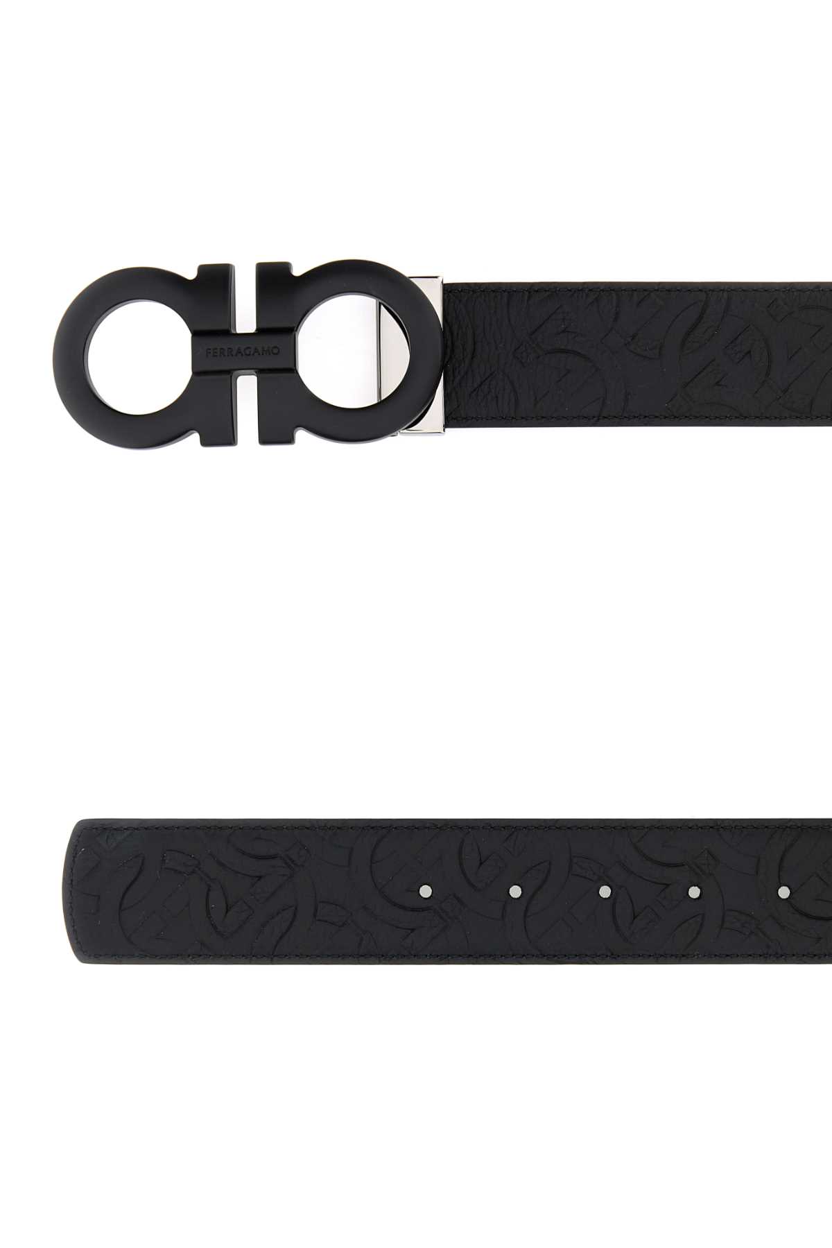 Shop Ferragamo Black Leather Reversible Belt In Neromidnight