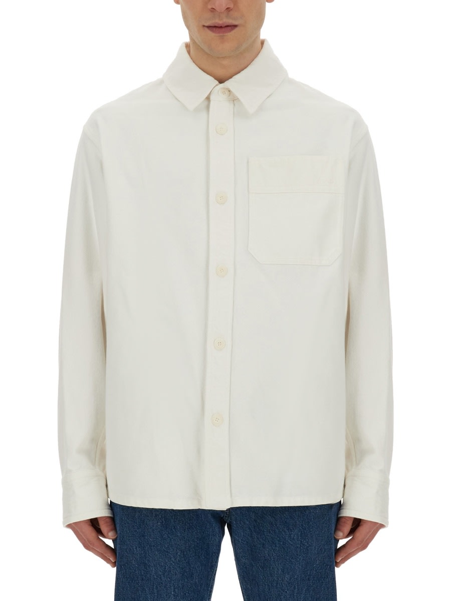 Shop Apc Denim Shirt In White