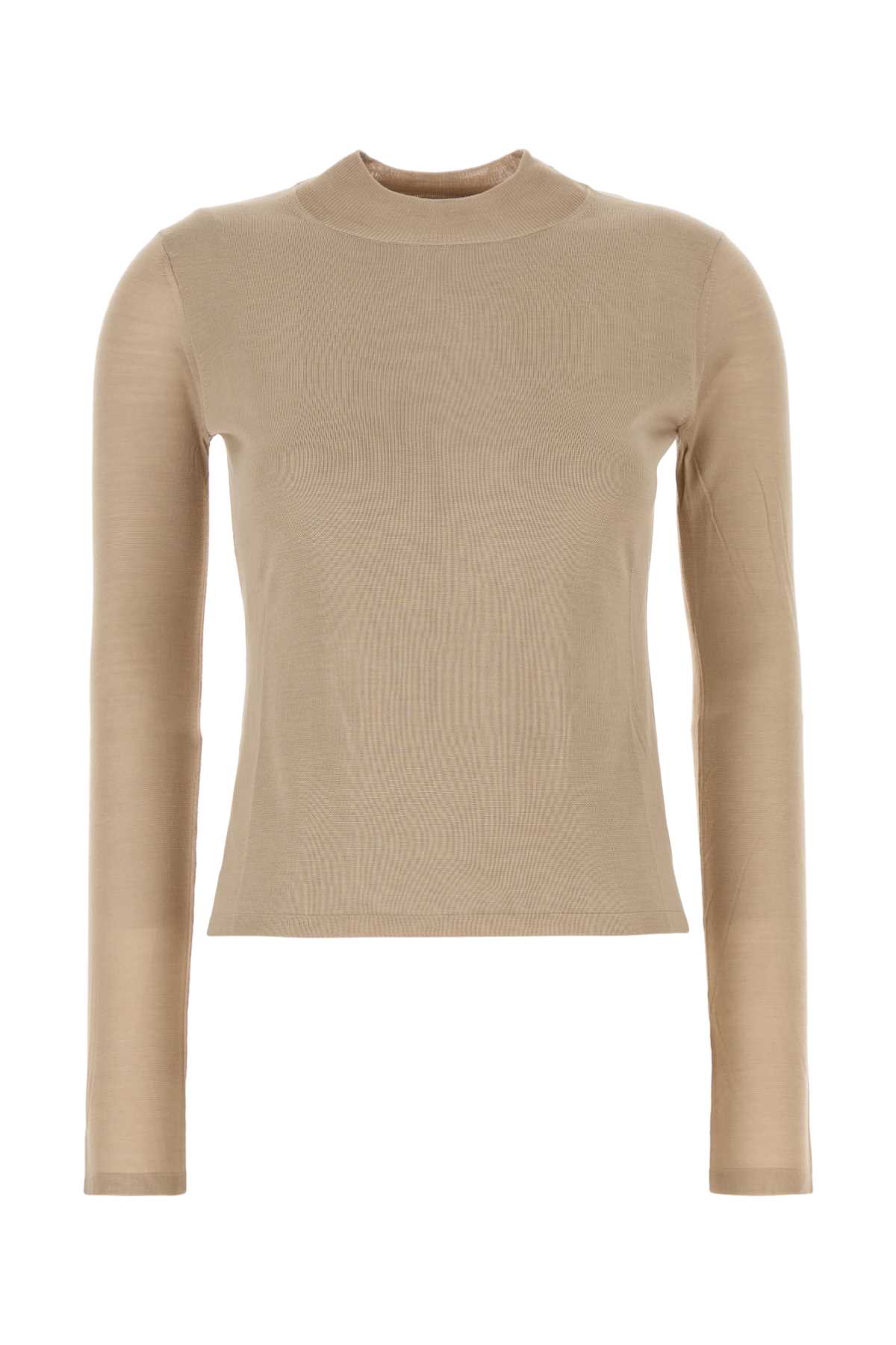 Max Mara Maglione Falesia In Seta Cappuccino Donna In Brown