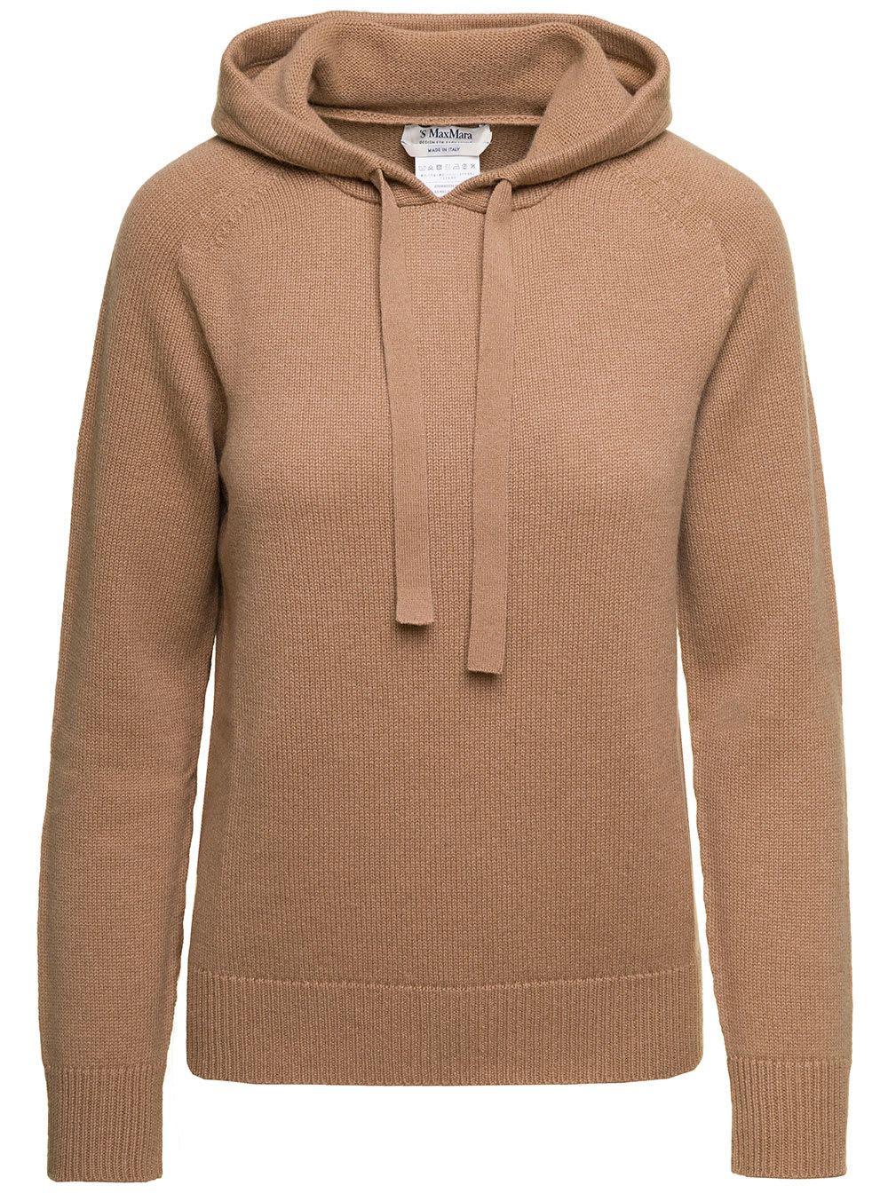 Shop 's Max Mara Virgola Camel Brown Sweatshirt With Drawstring Hood In Cashmere Woman In Beige