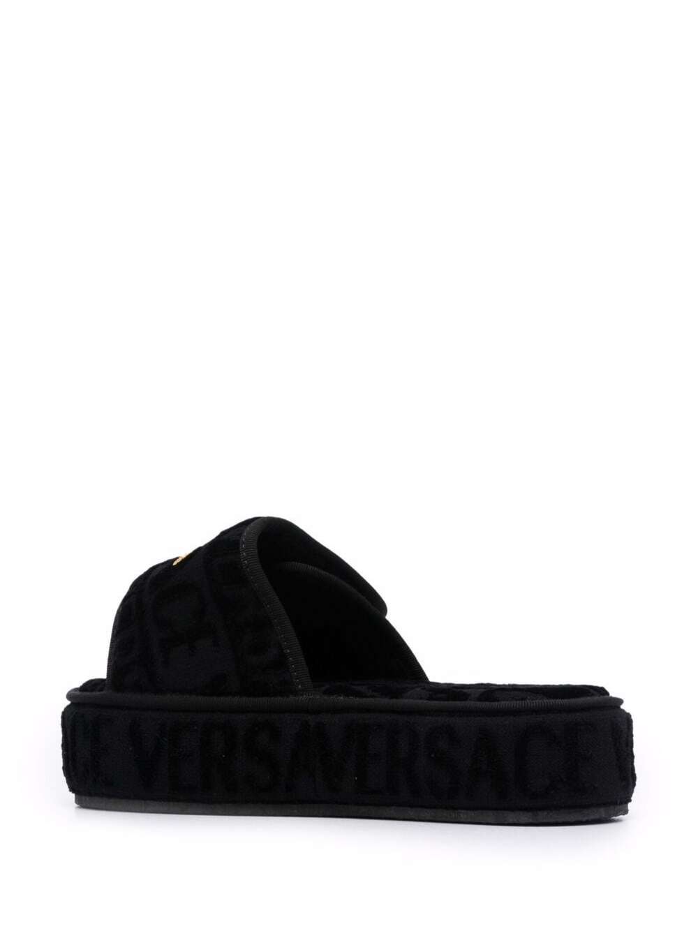 Versace Fabric Slippers In Black