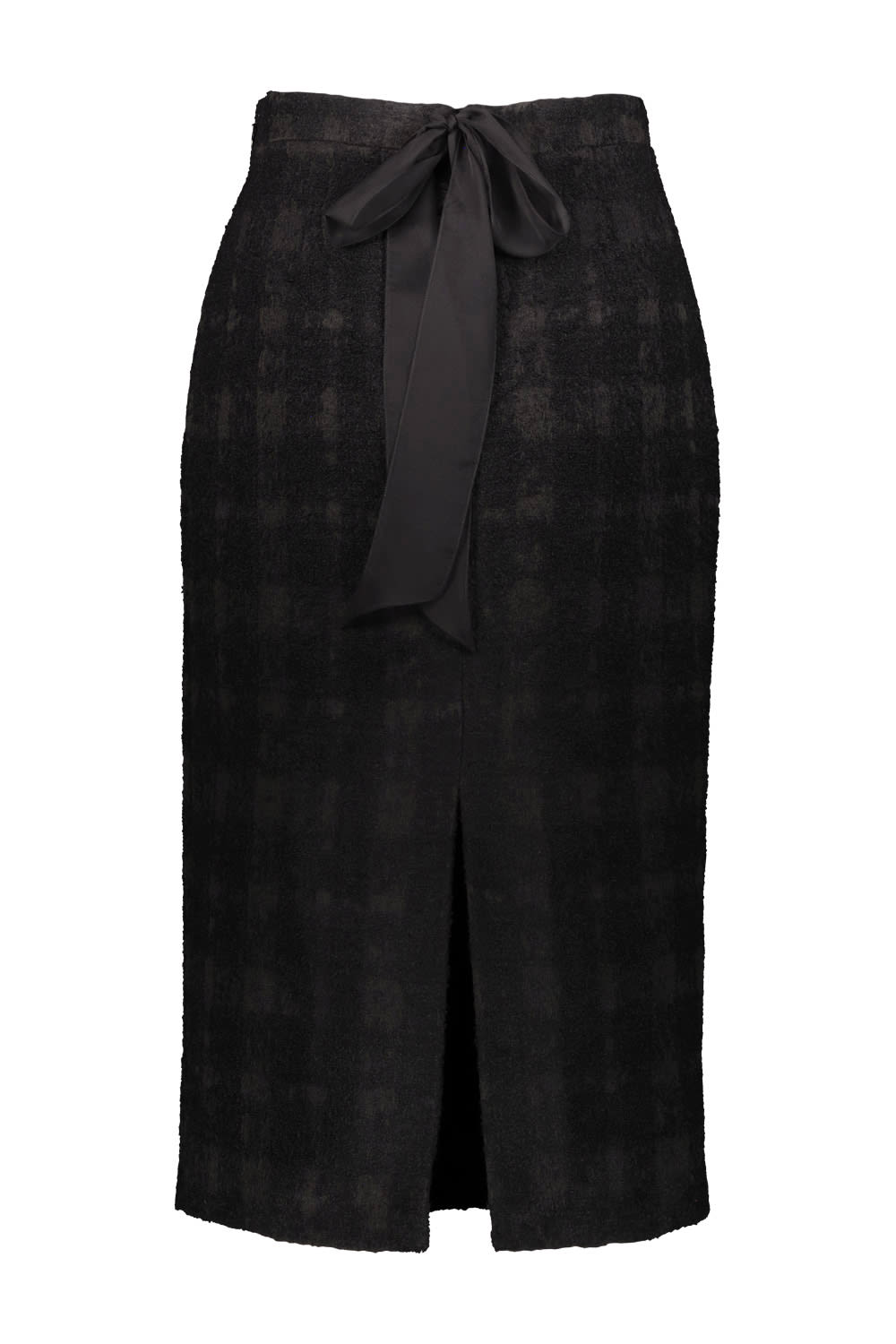 Shop Rochas Pencil Skirt In Solid Check Boucle In Black