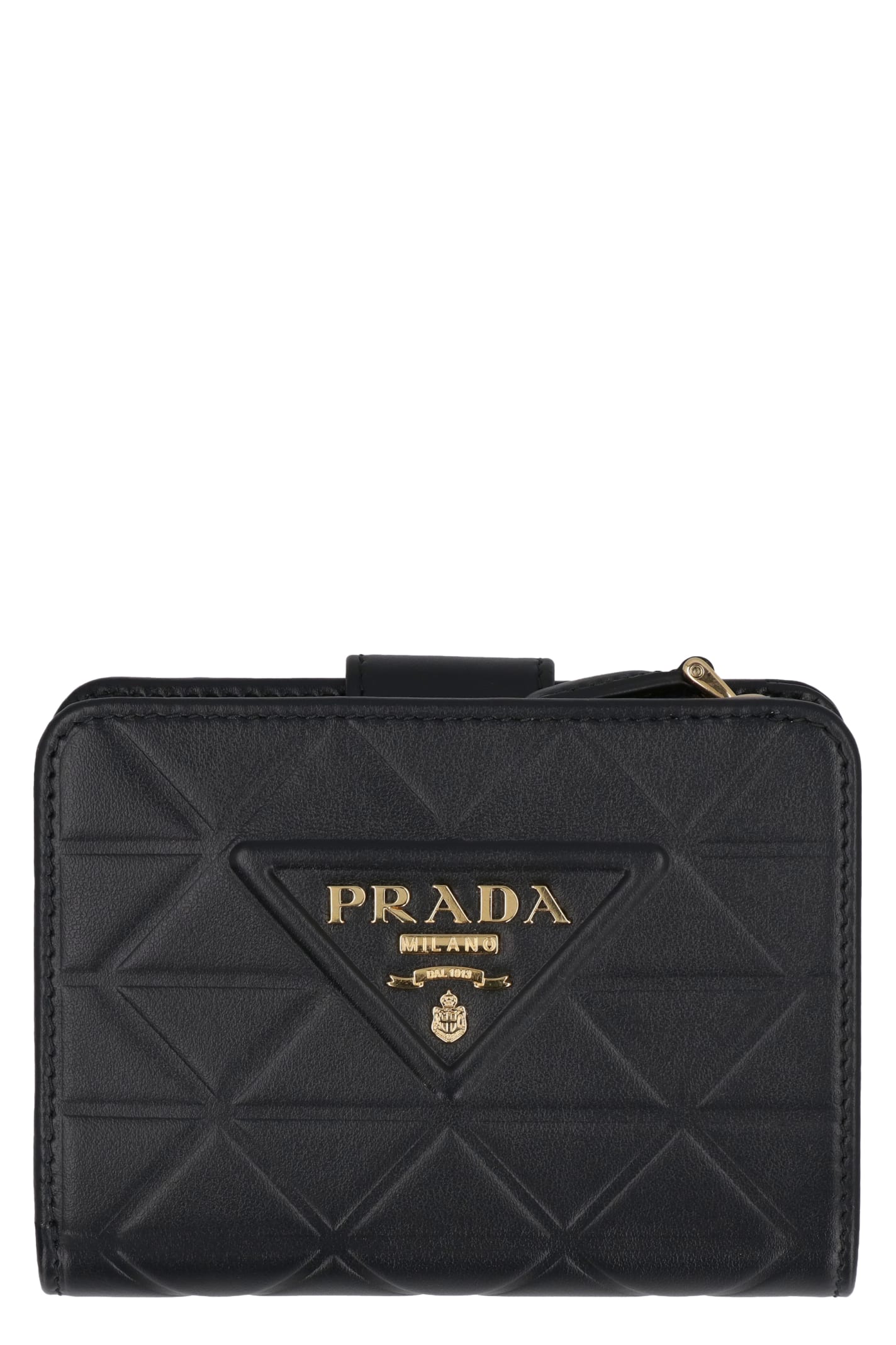 PRADA SMALL LEATHER FLAP-OVER WALLET