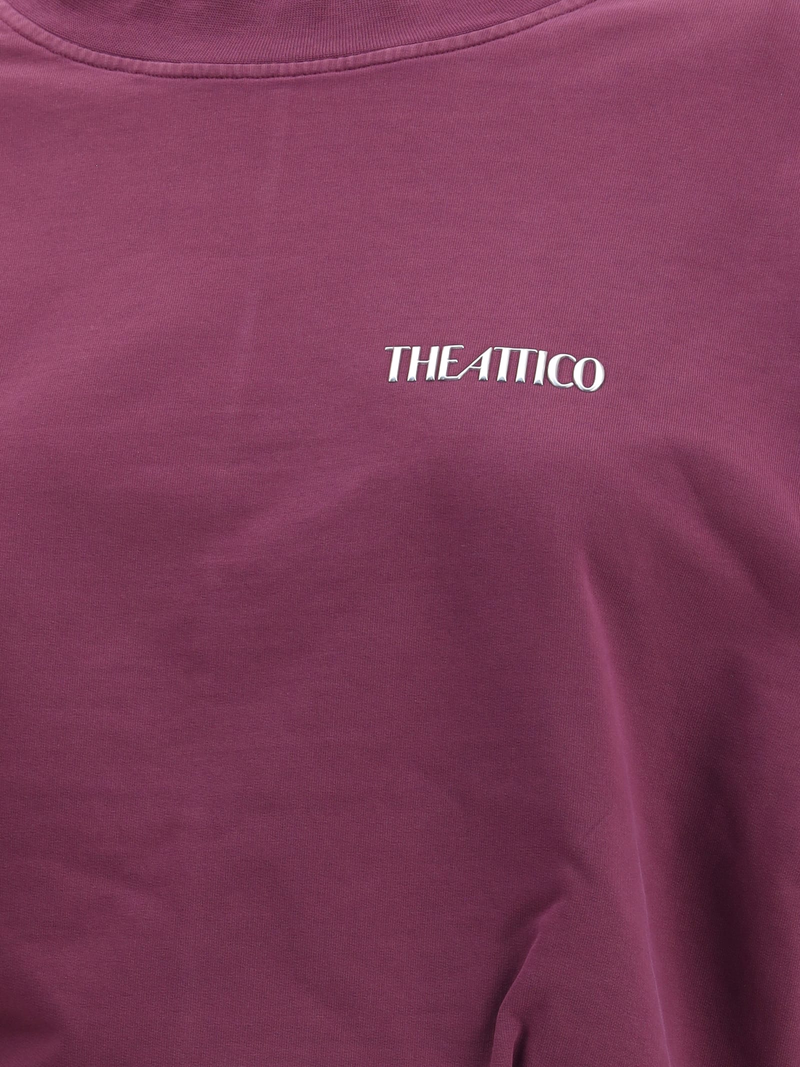 Attico Burgundy Draped Mini Dress With Long Sleeves In Purple