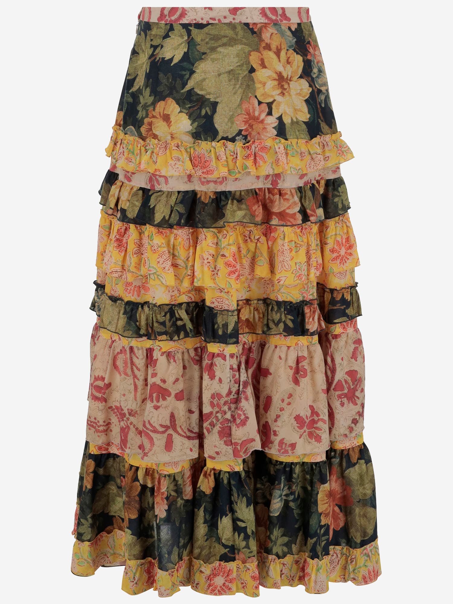 Valentino Multicolor Apres Lhiver Tiered Skirt In Multi