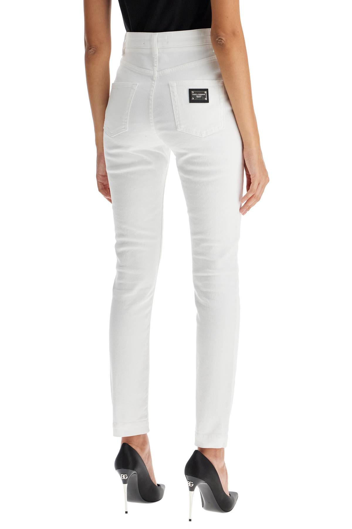 Shop Dolce & Gabbana Stretch Denim Audrey Jeans In Italian Html In Bianco Ottico (white)