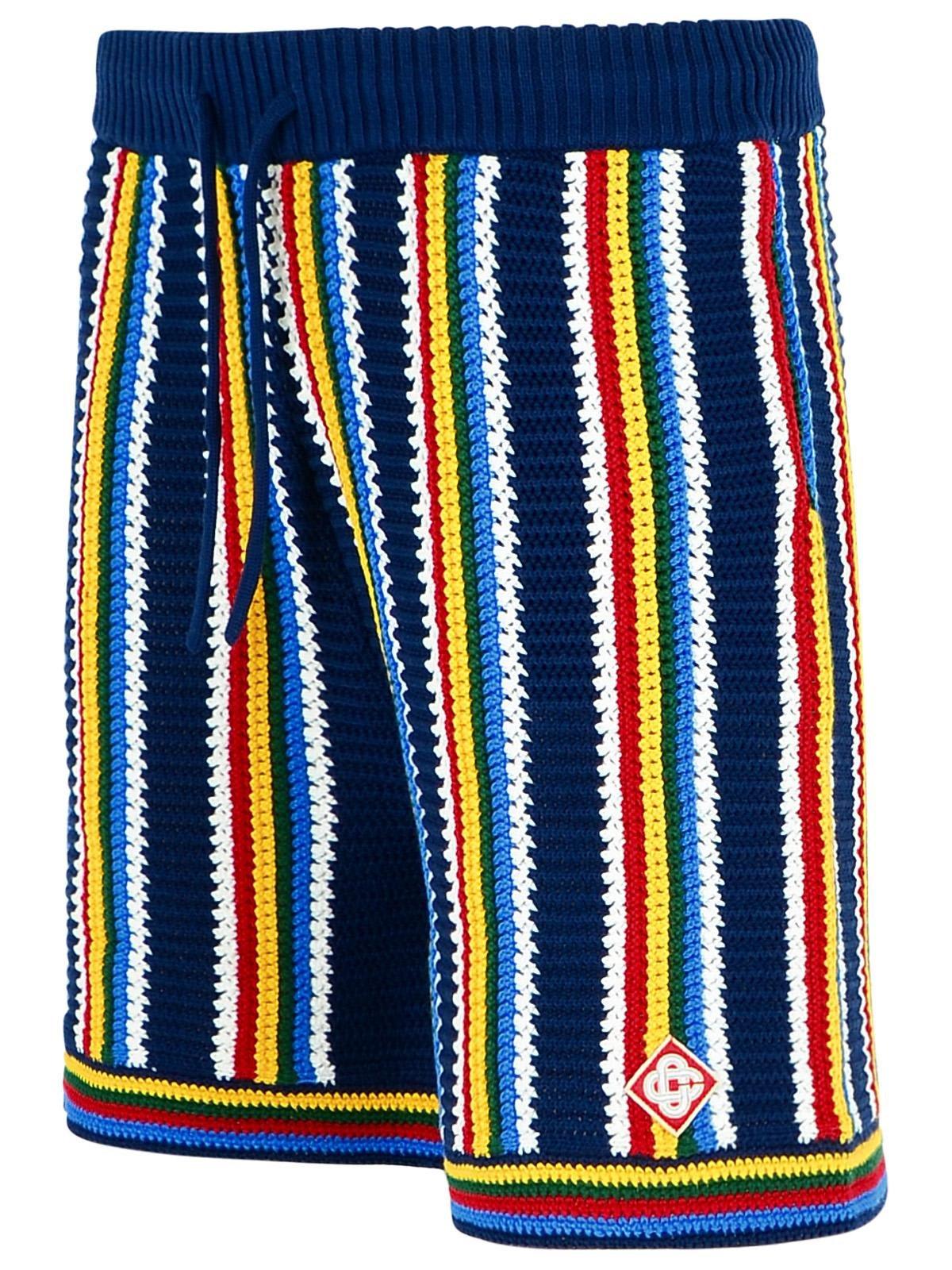 Casablanca 'striped Viscose Bermuda Shorts' In Navy