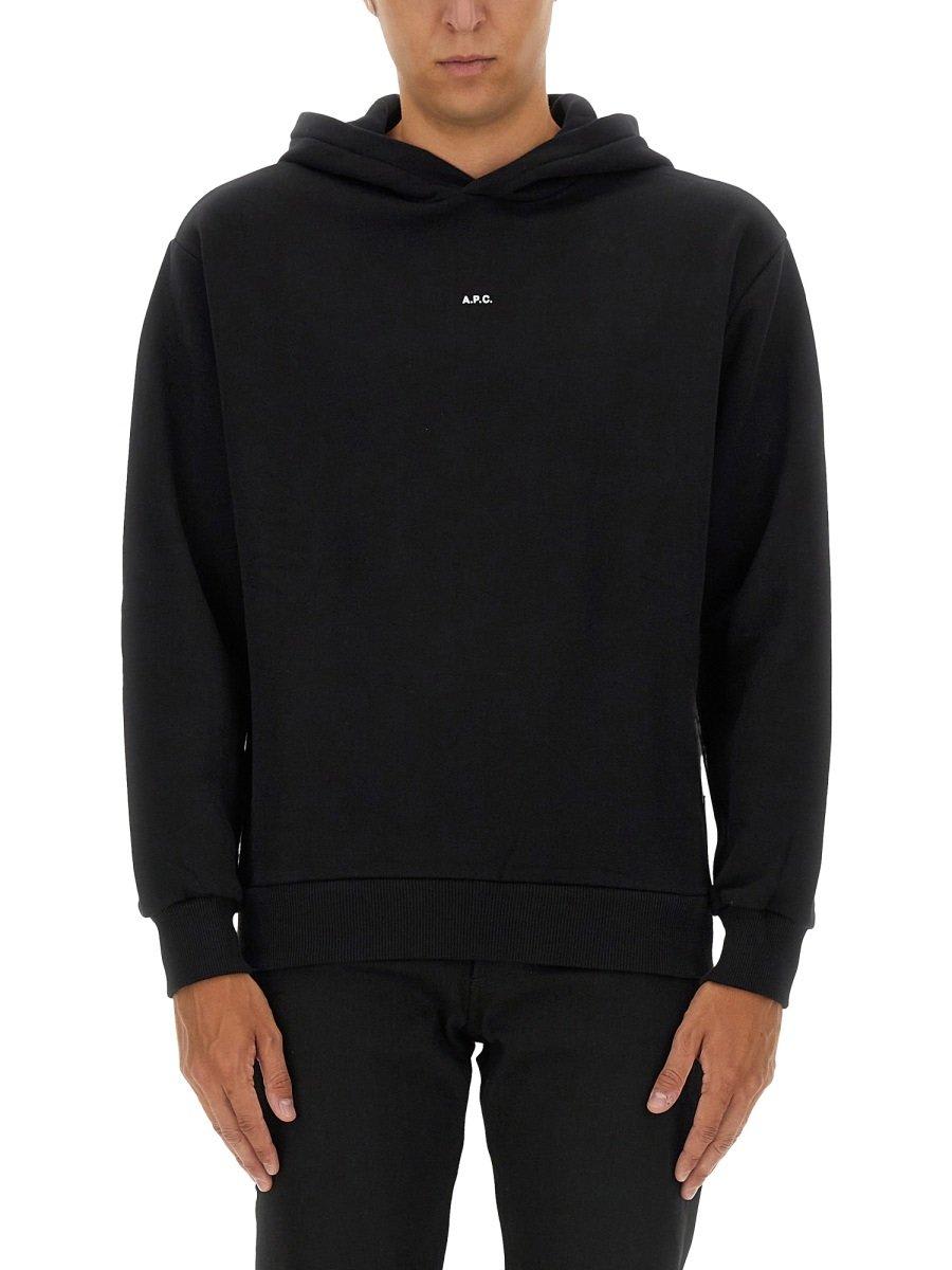 A. P.C. Logo Printed Straight Hem Hoodie