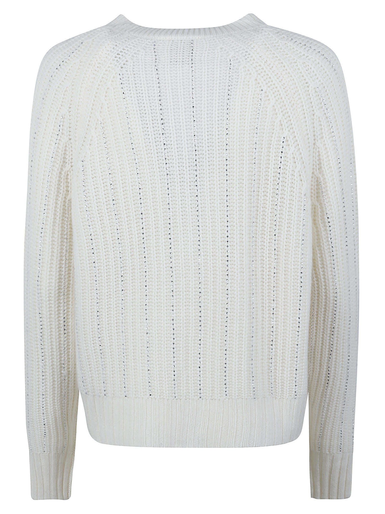 Shop Allude Crystal Embellished Knit Cardigan In White