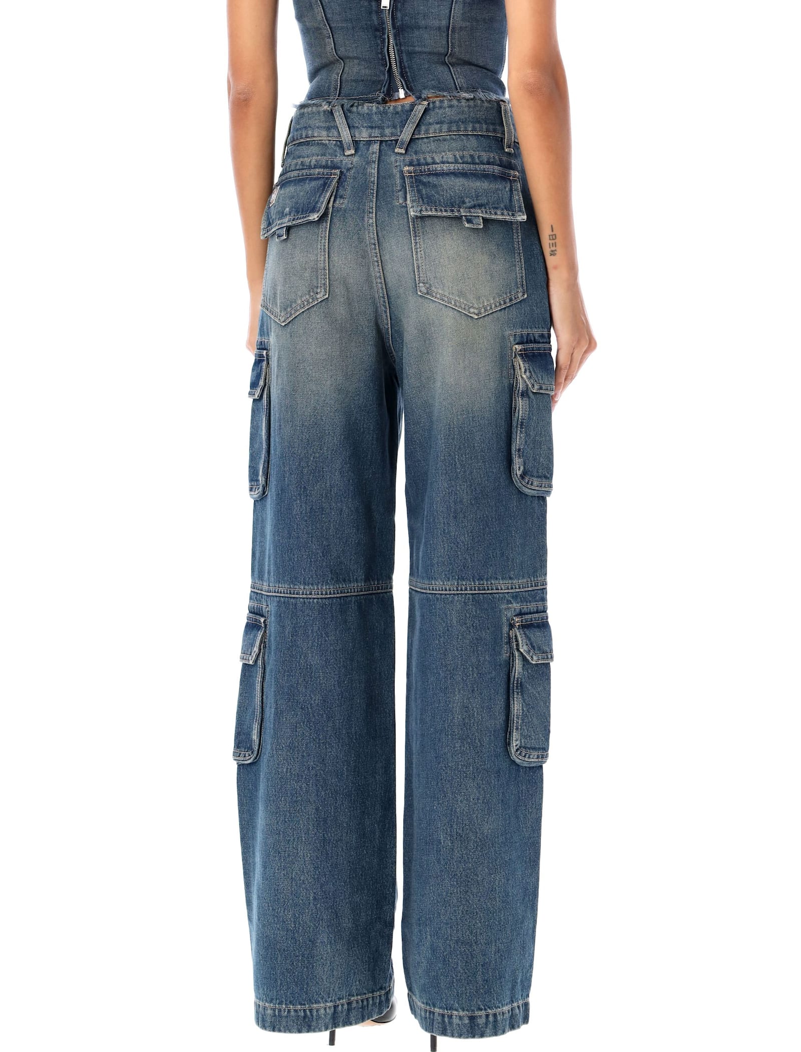 Shop Misbhv Denim Cargo Trousers In Malibu Blue