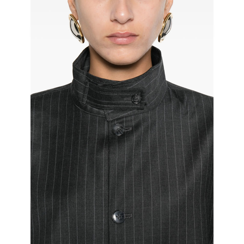 Aya Muse Pinstriped Bomber Jacket In Gray