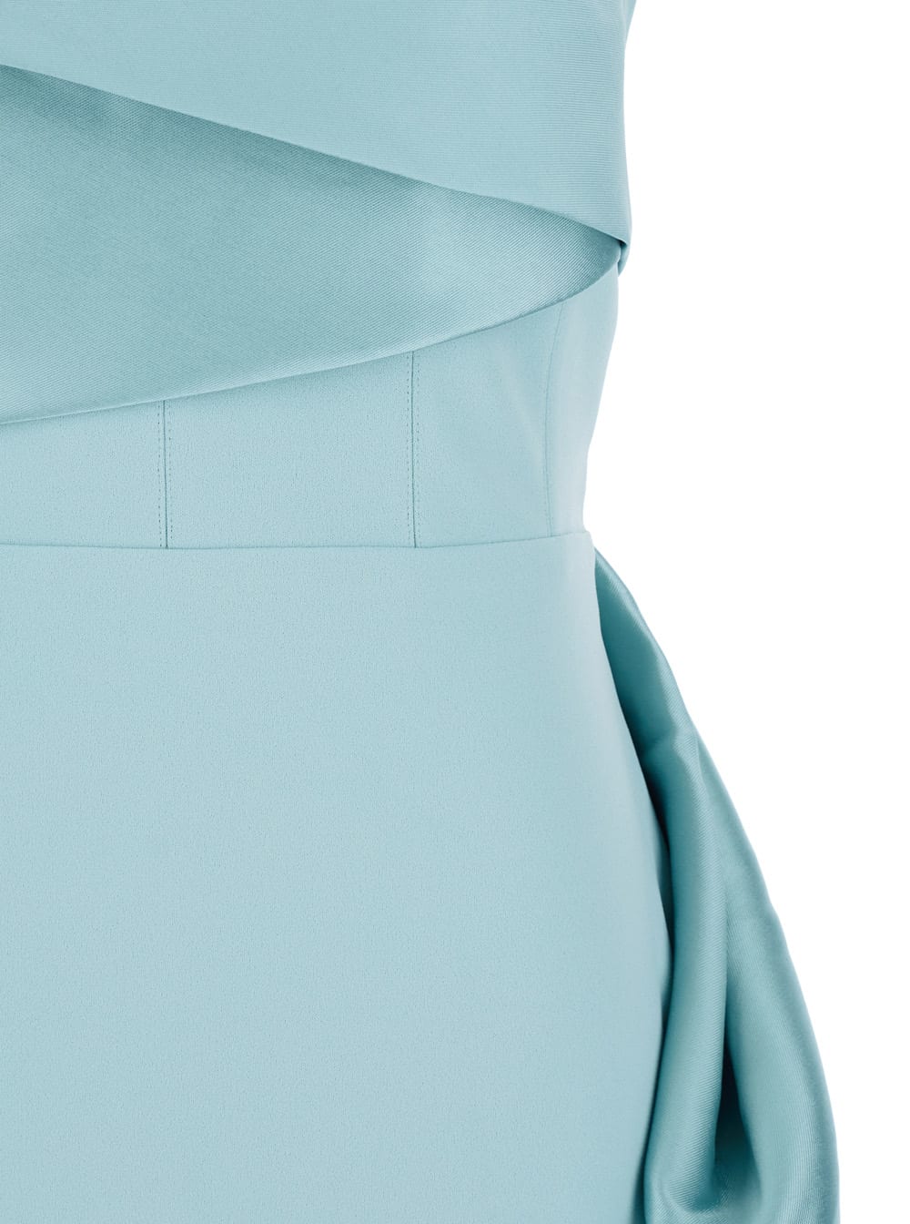 Solace London Kinsley Draped Strapless Gown In Blue