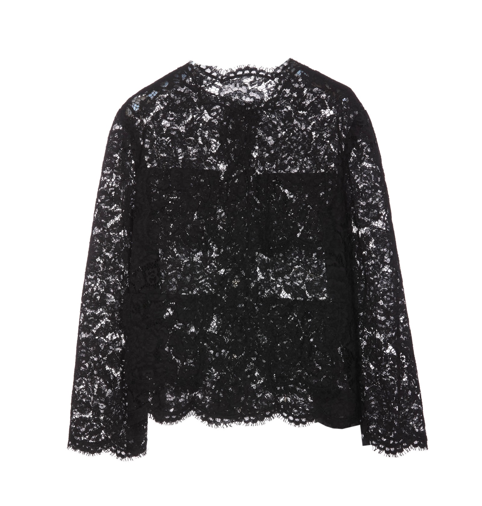 Shop Dolce & Gabbana Single Breasted Lace Jacket In Black