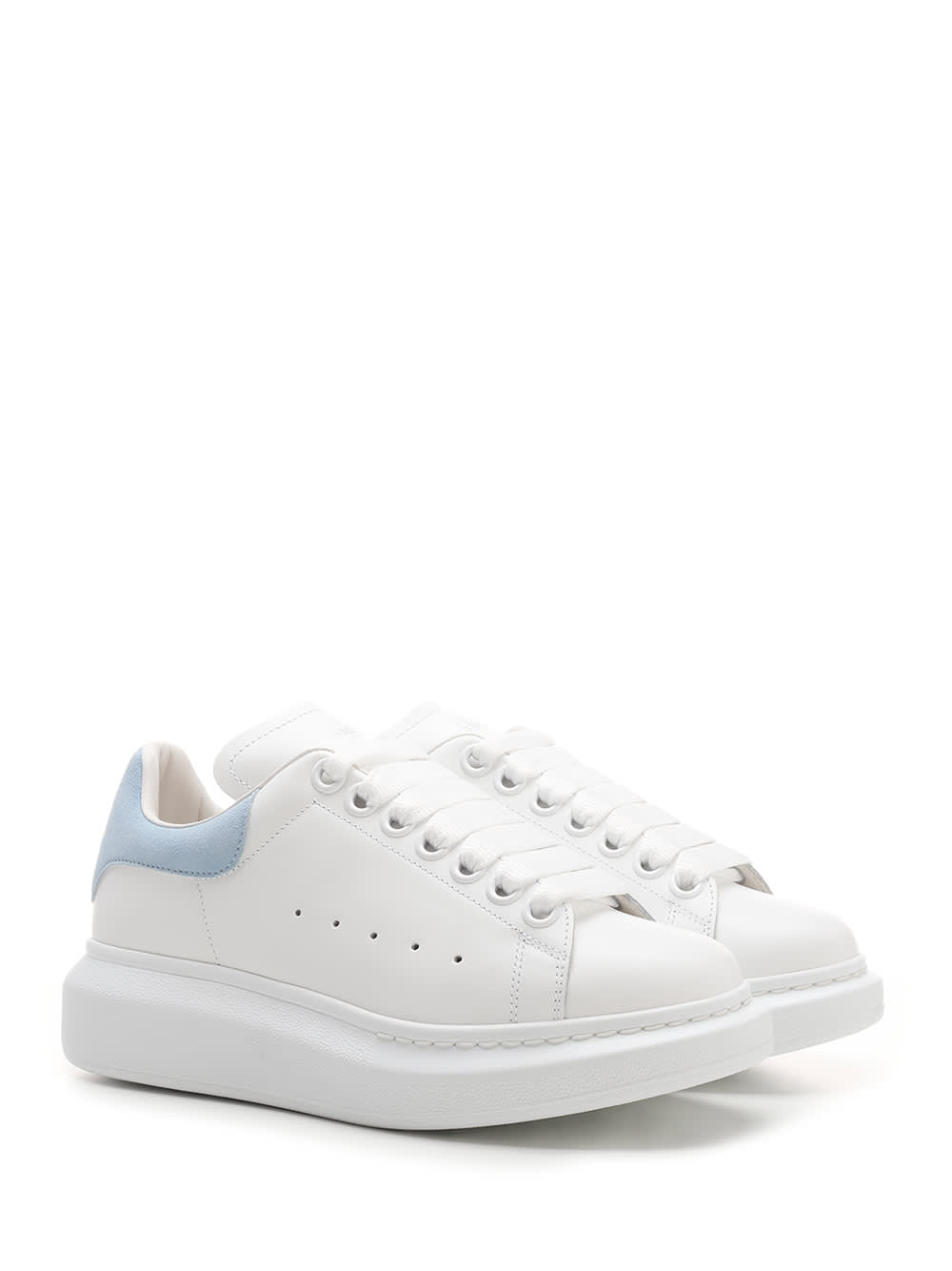 Shop Alexander Mcqueen Oversize Pure White Sneakers In White/powder Blue