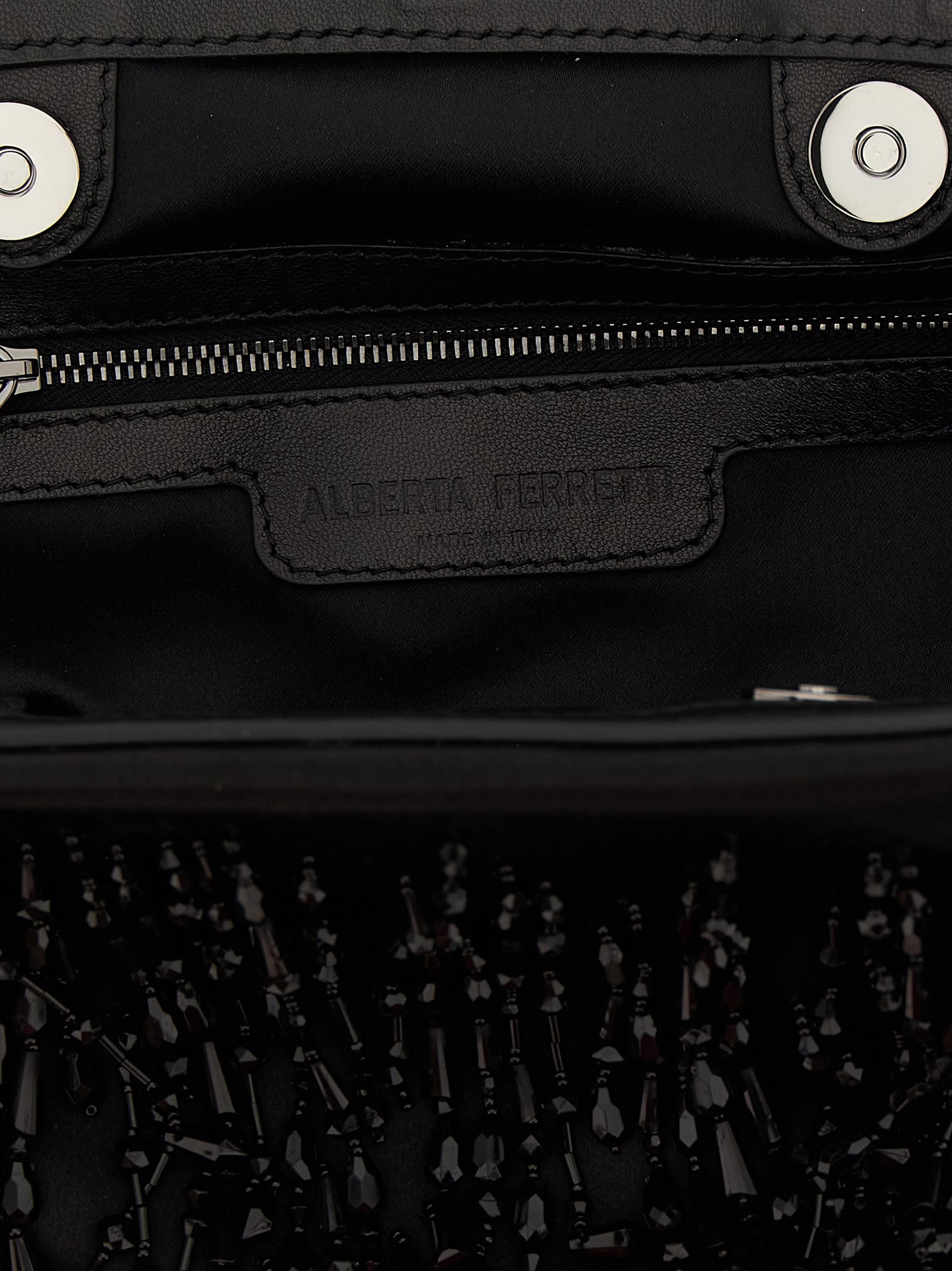 Alberta Ferretti Satin Clutch In Black