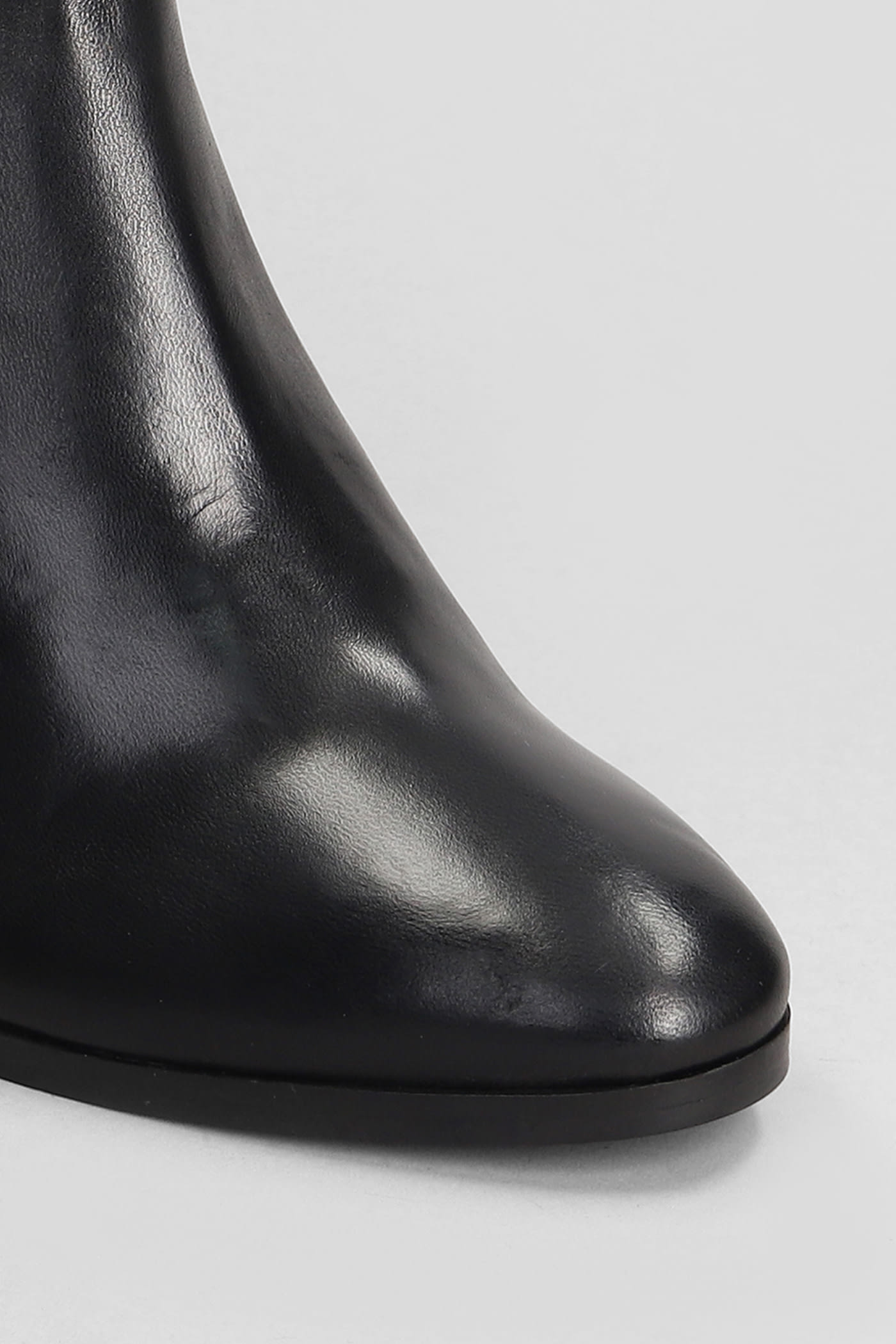 Shop Julie Dee High Heels Ankle Boots In Black Leather