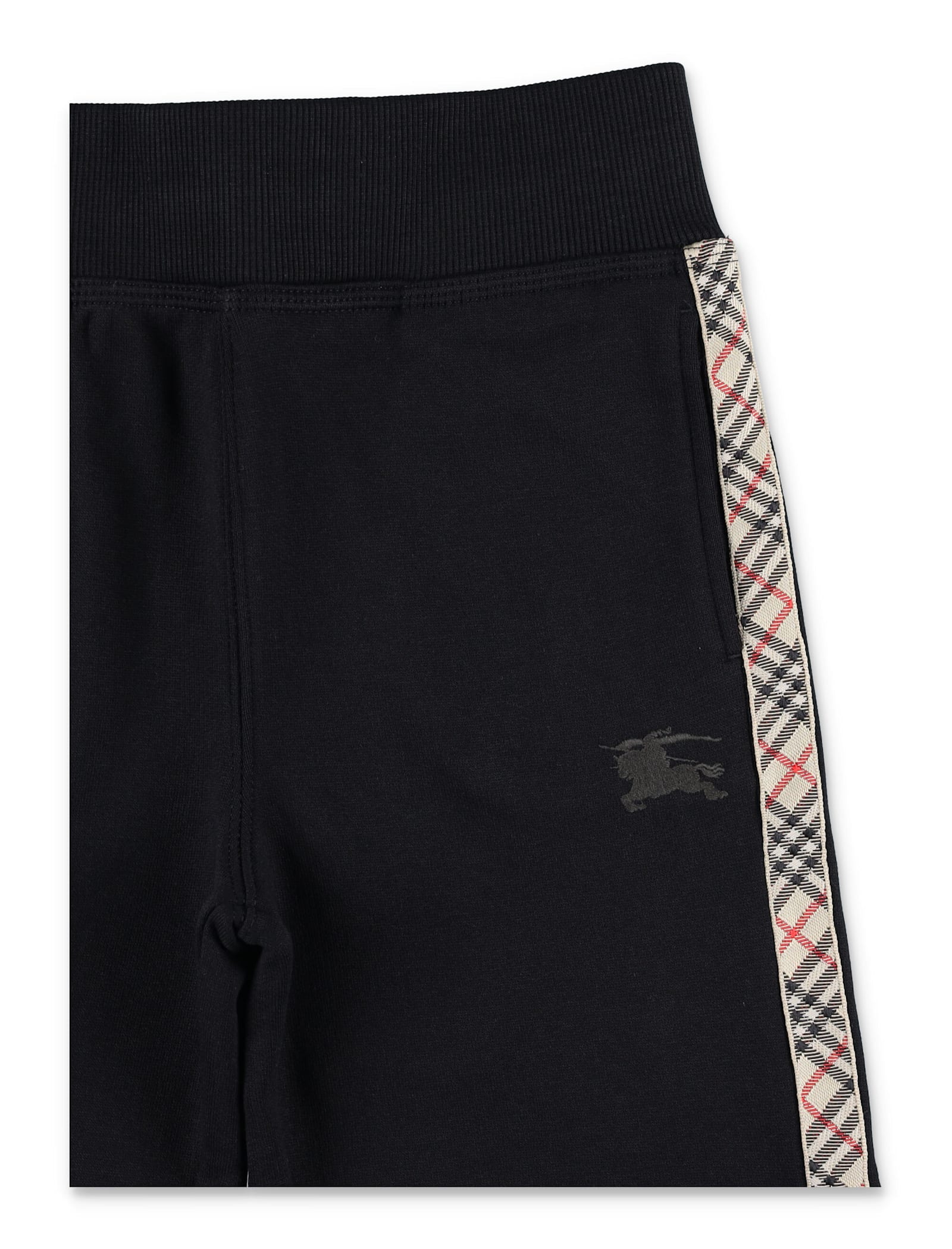 Burberry Kid - Cotton Shorts With Check Trim In Black