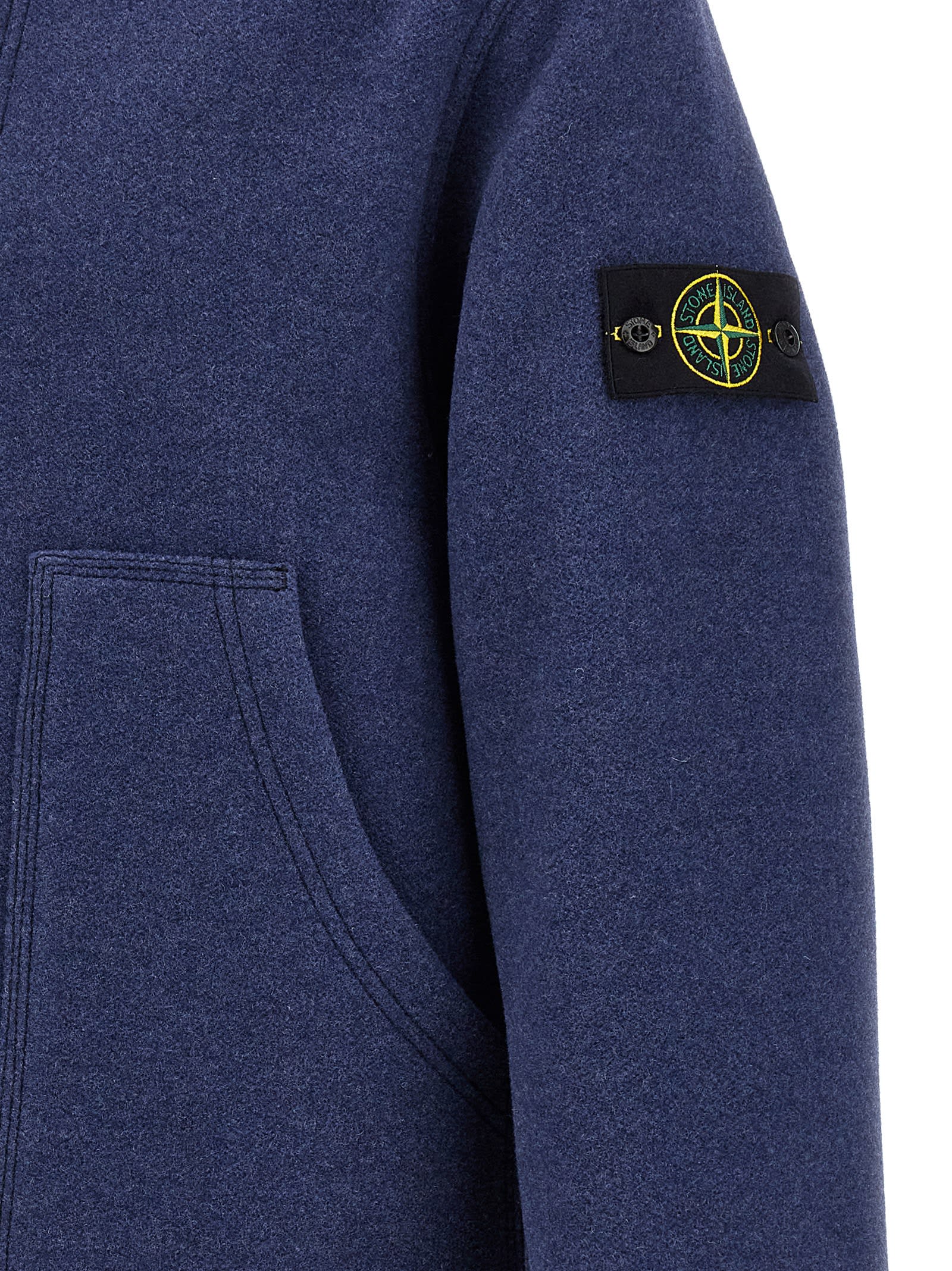 Shop Stone Island Panno Double Jacket In Blue