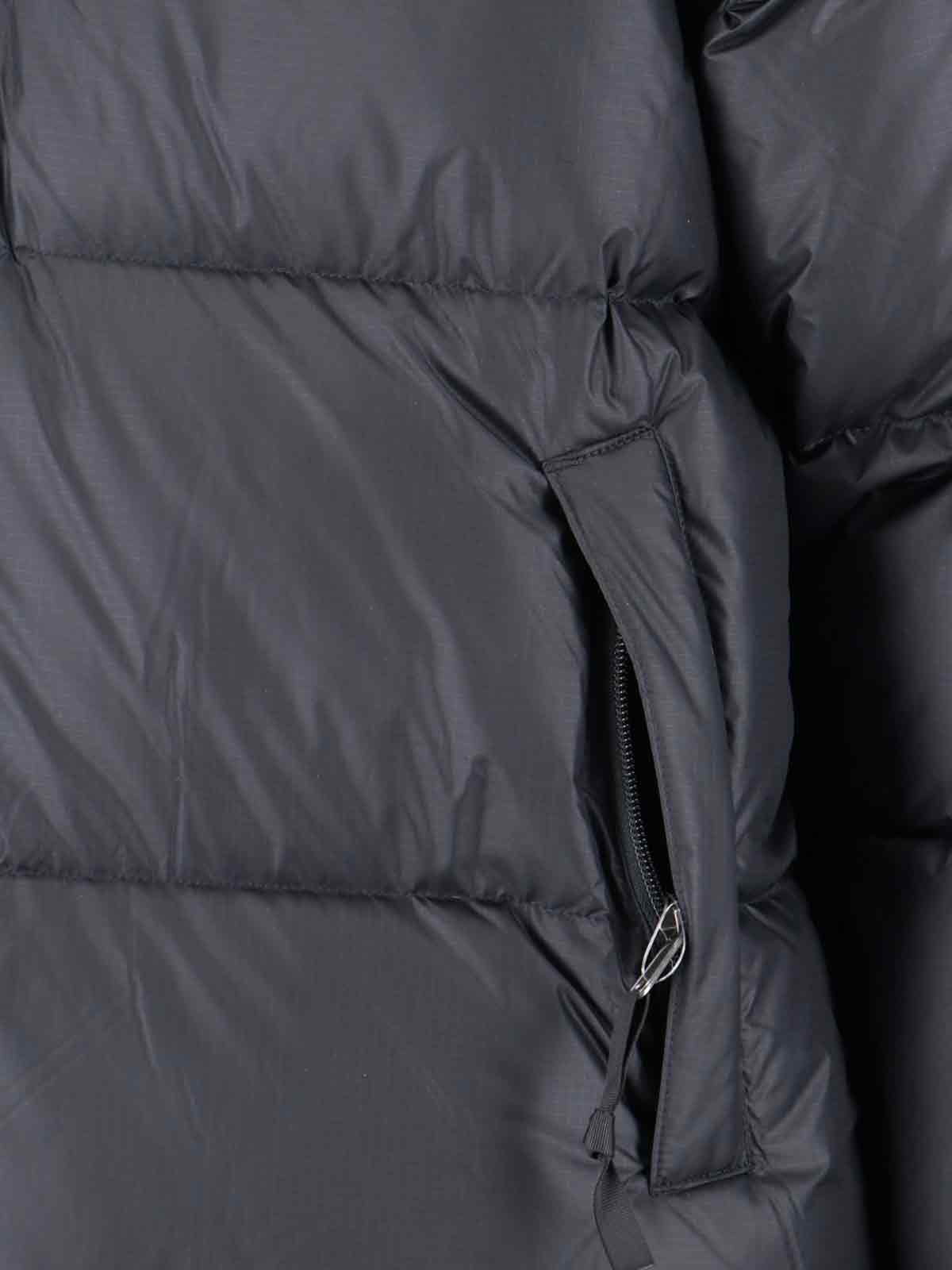 The North Face Quilted Black Down Jacket With High Collar And Detachable Hood In Black