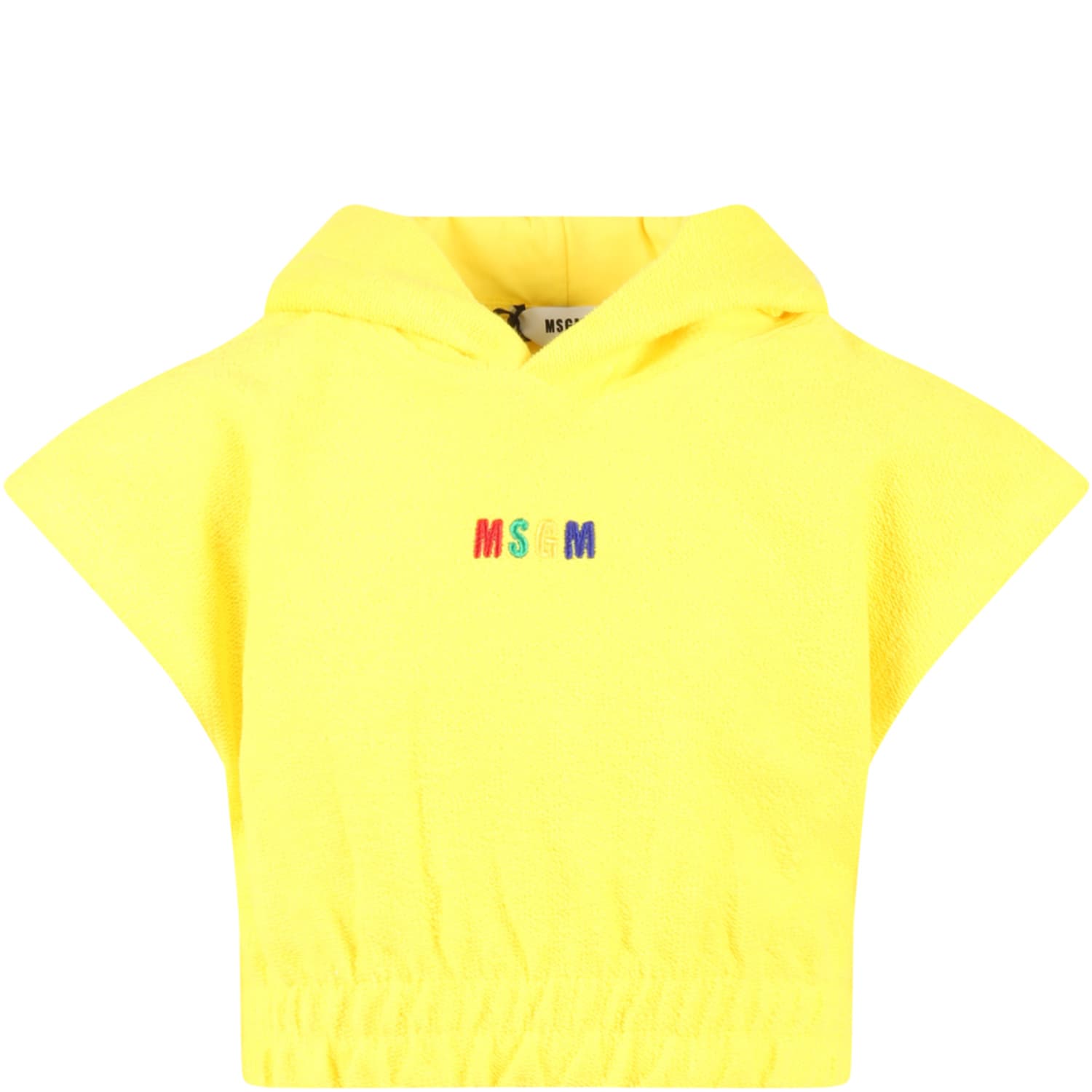 Shop Msgm Yellow Sweatshirt For Girl With Logo