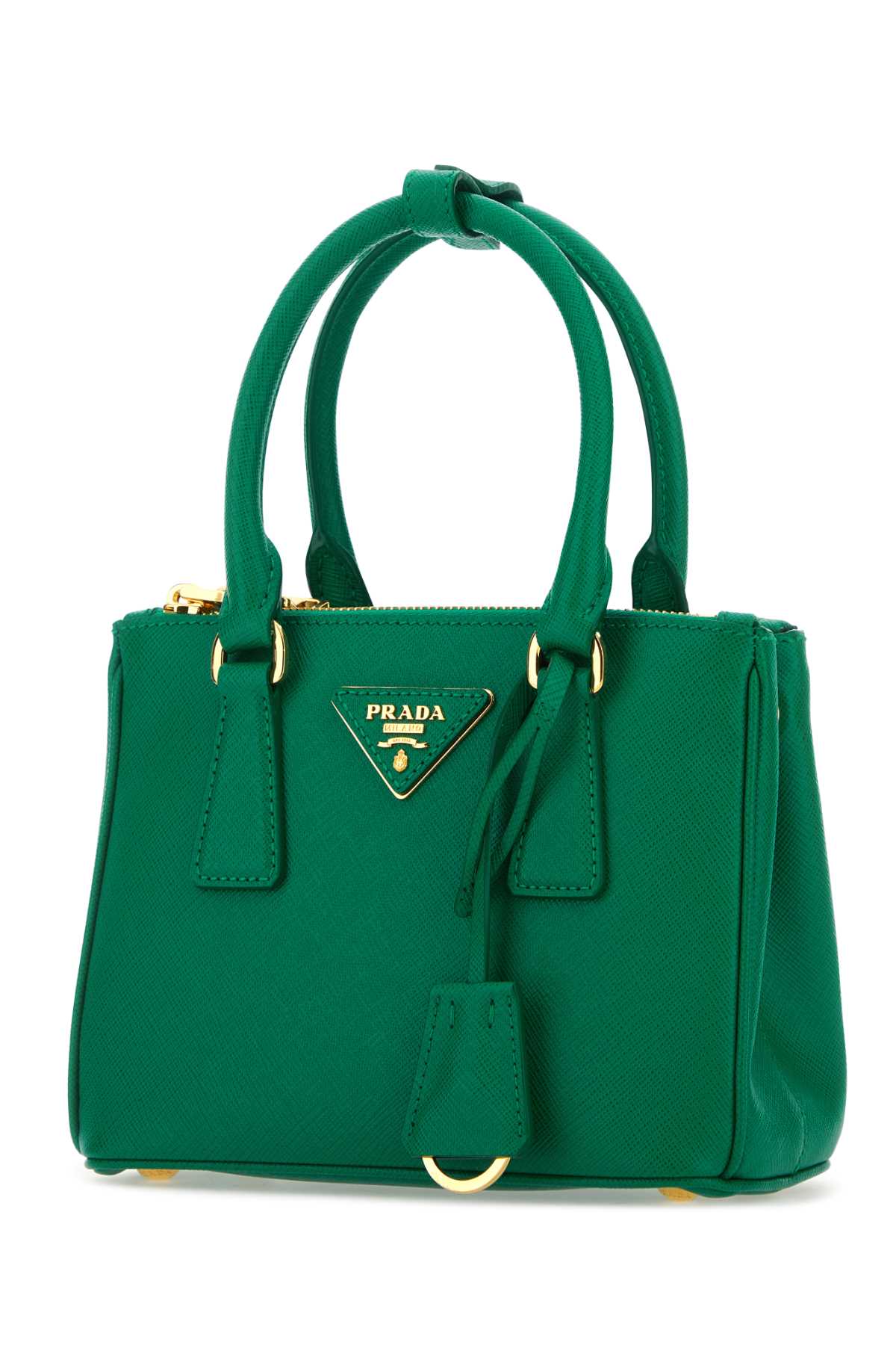 Shop Prada Grass Green Leather Handbag In Mango