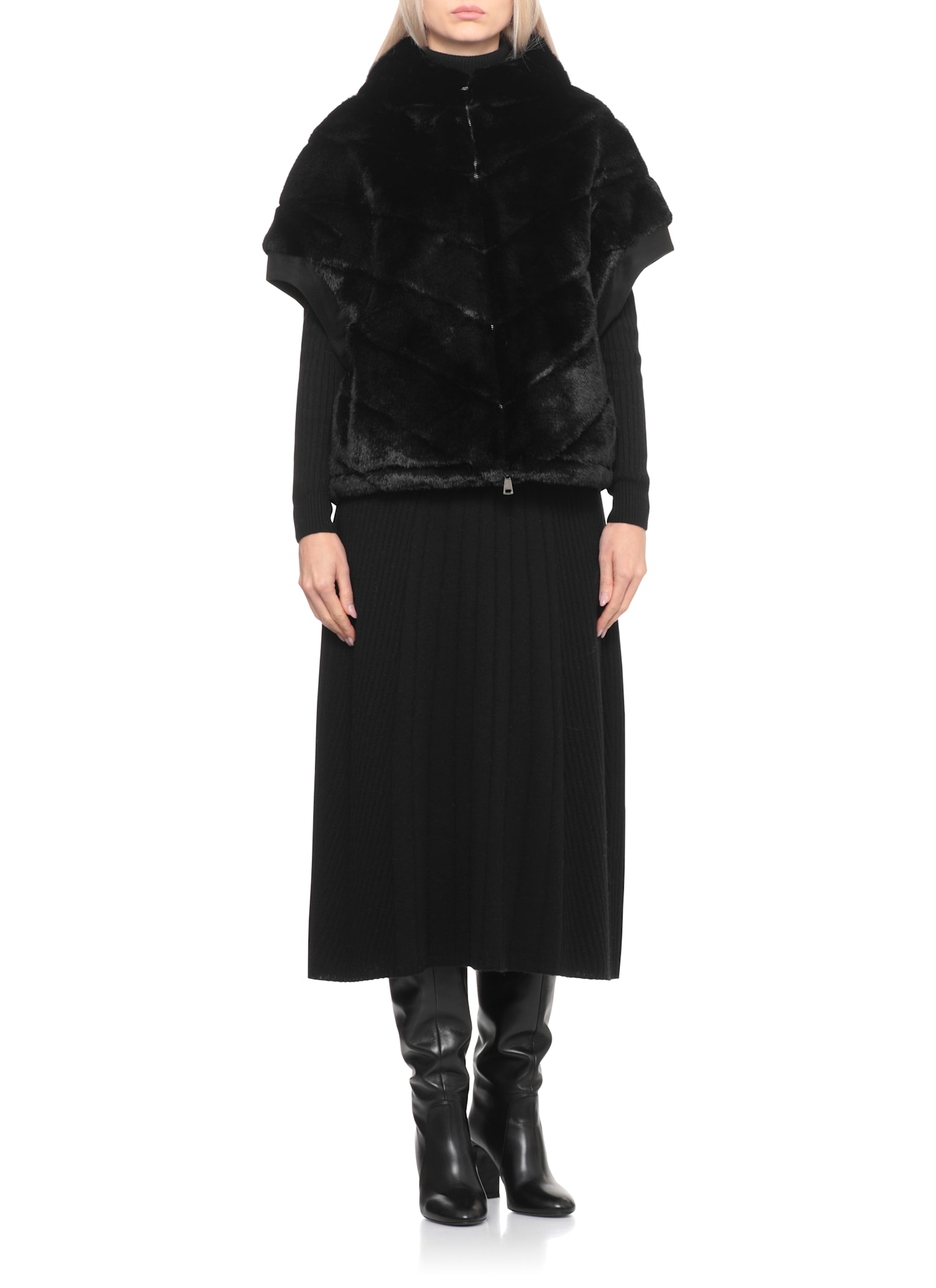 Betta Corradi Synthetic Fur Jacket In Black