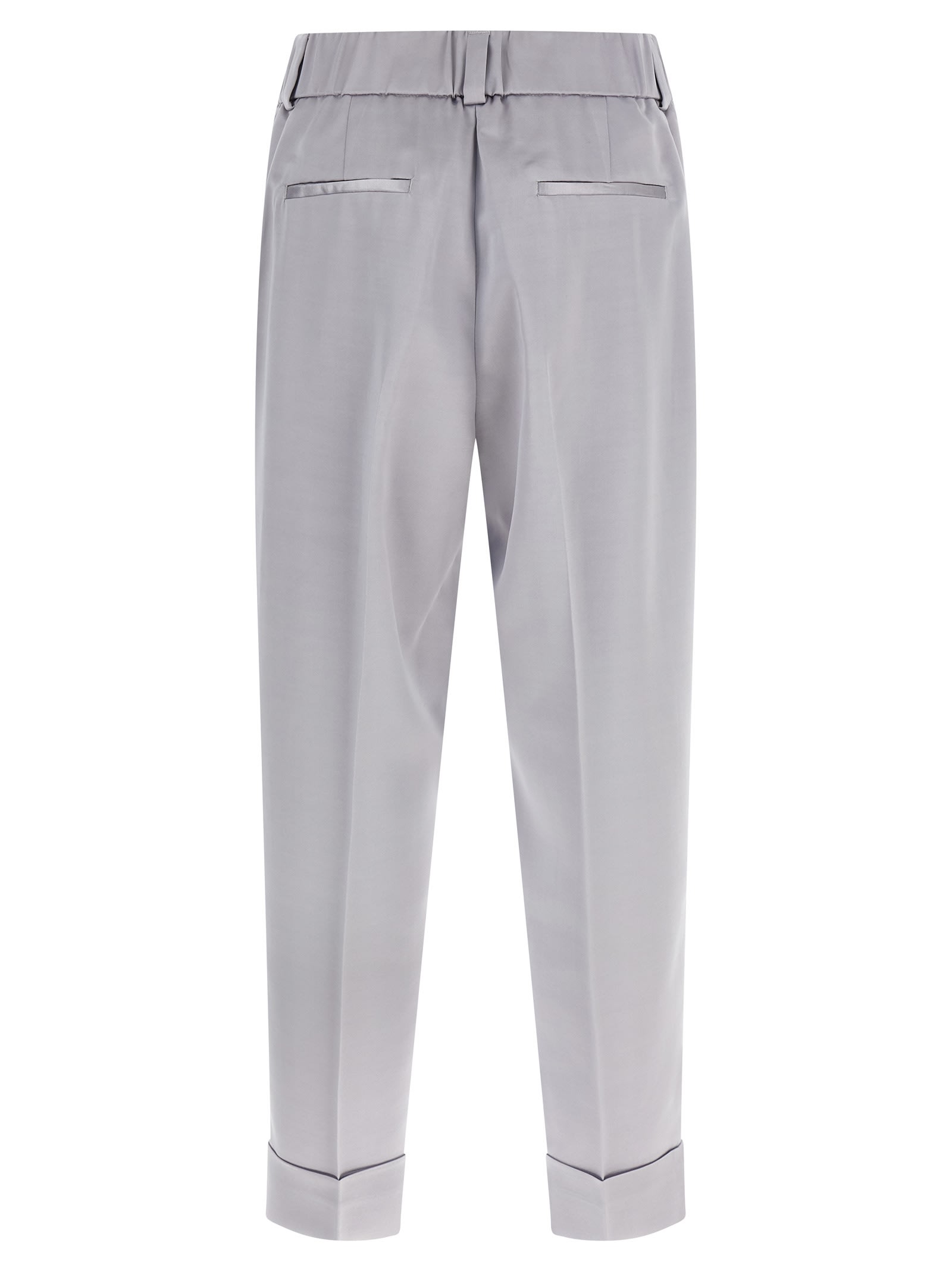 Peserico Pleated-front Satin Trousers In Gray