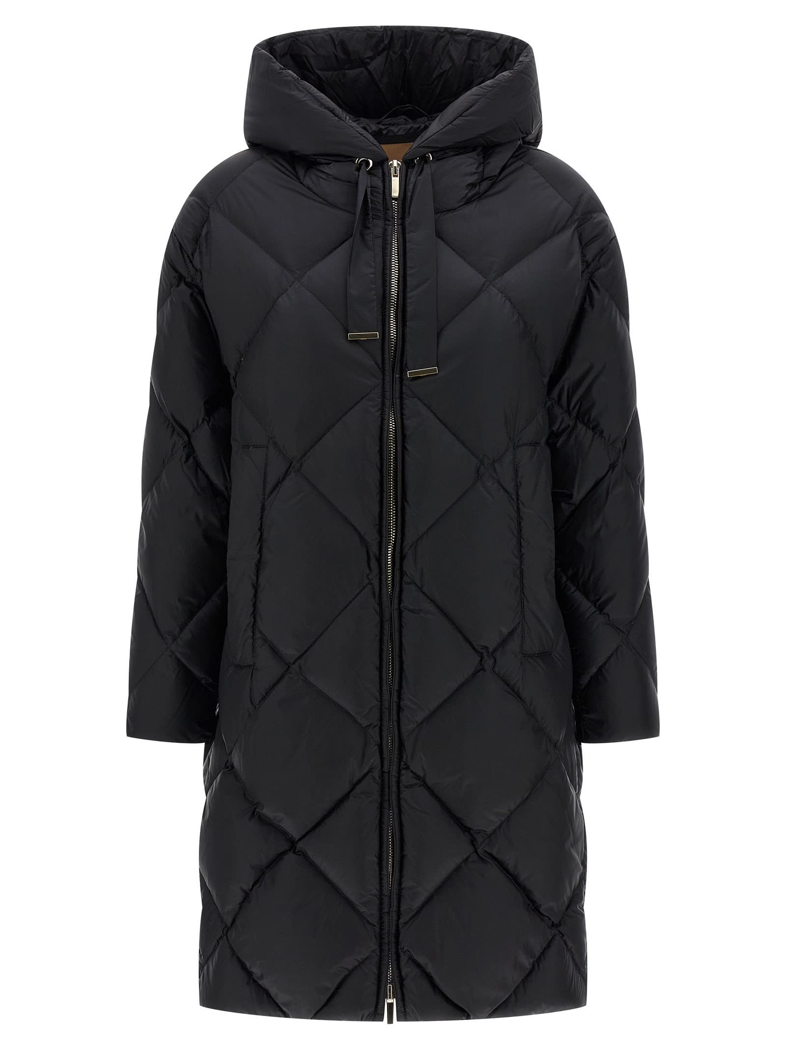 Max Mara The Cube Trefe Nylon Long Jacket In Black