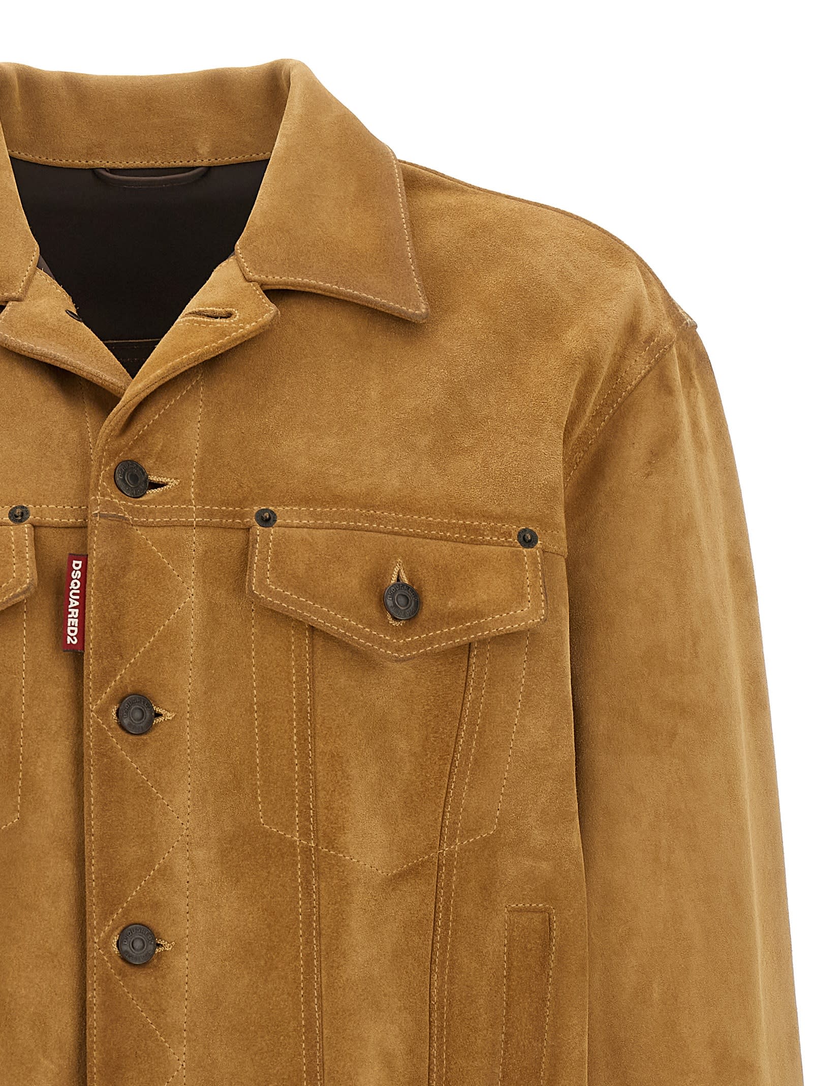 Dsquared2 Leather Button-fastening Jacket In Brown