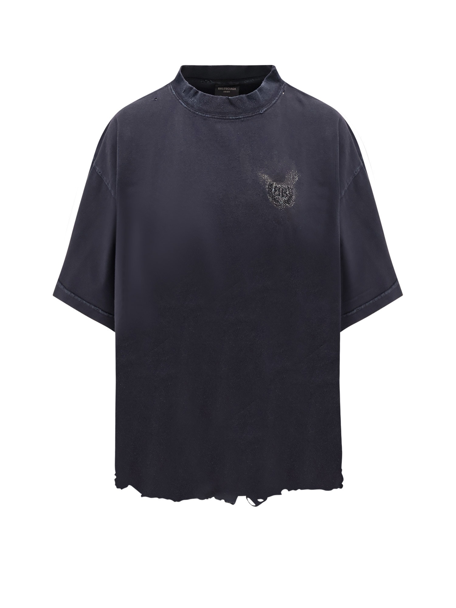 Balenciaga Black T-shirt With Logo Embroidery On The Front And Maxi Logo Lettering On The Rear In Cotton Woman