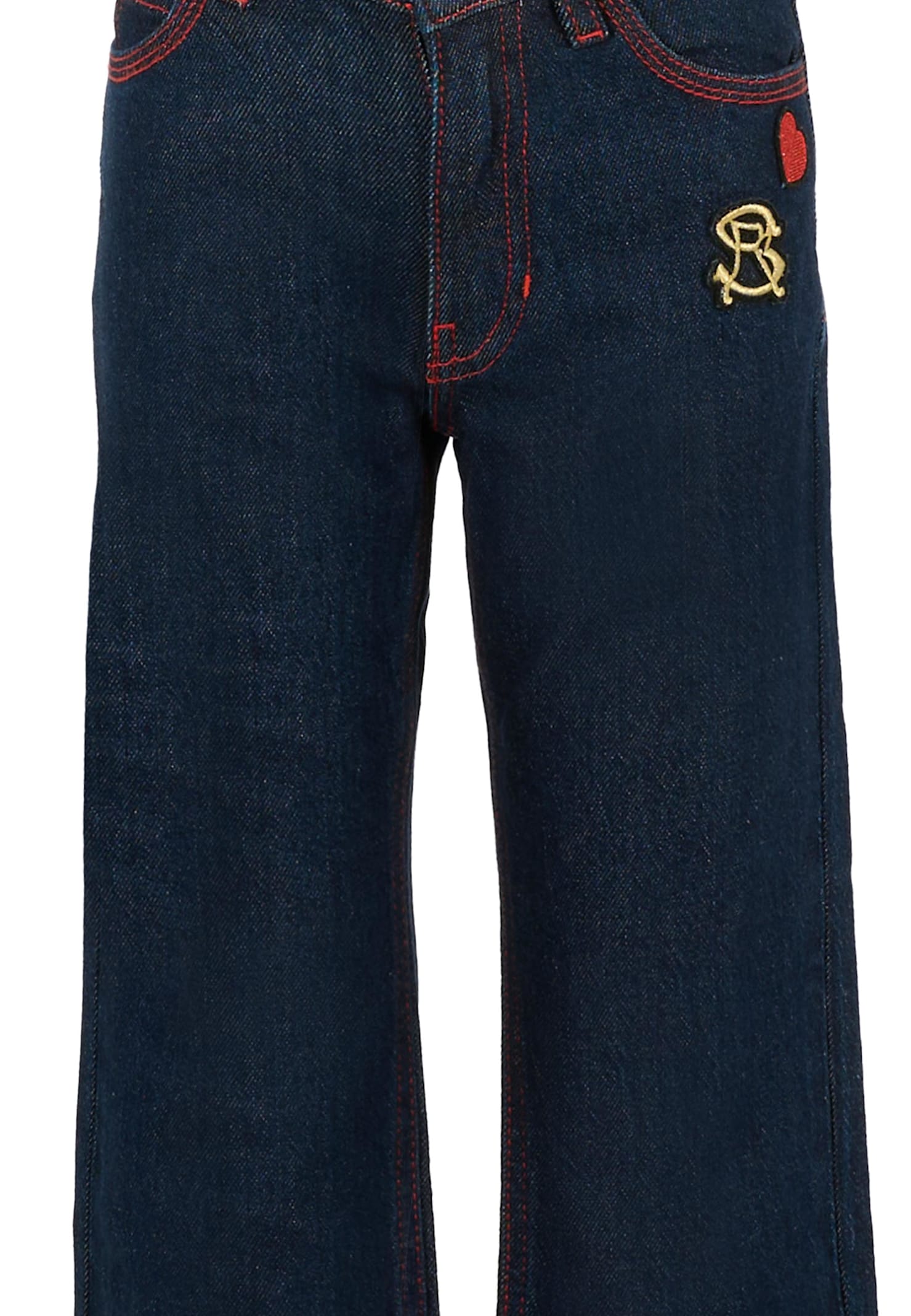 Rykiel Enfant Denim Jeans For Girl With Logo In Blue