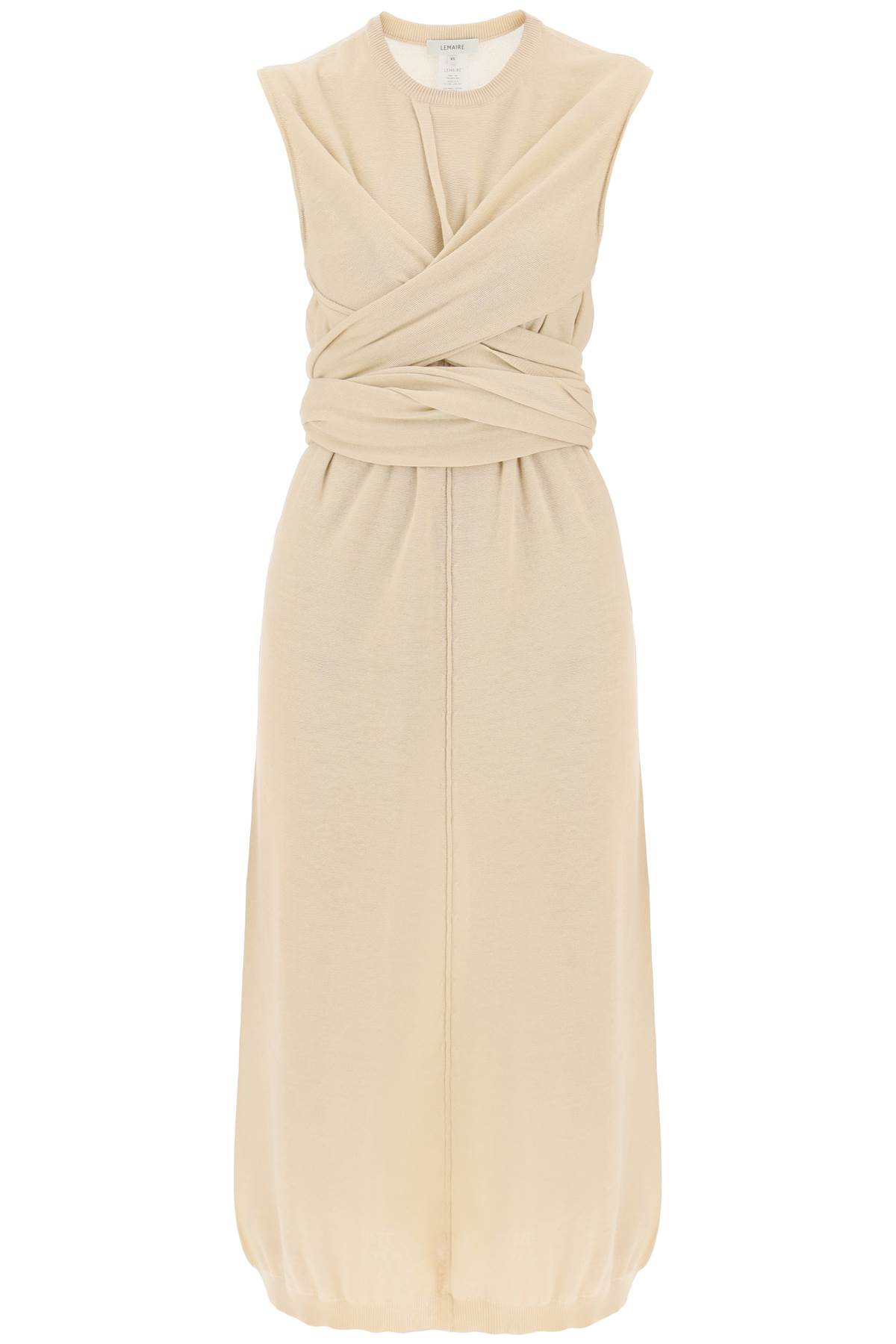 Shop Lemaire Knit Midi Dress In Rosy White (beige)