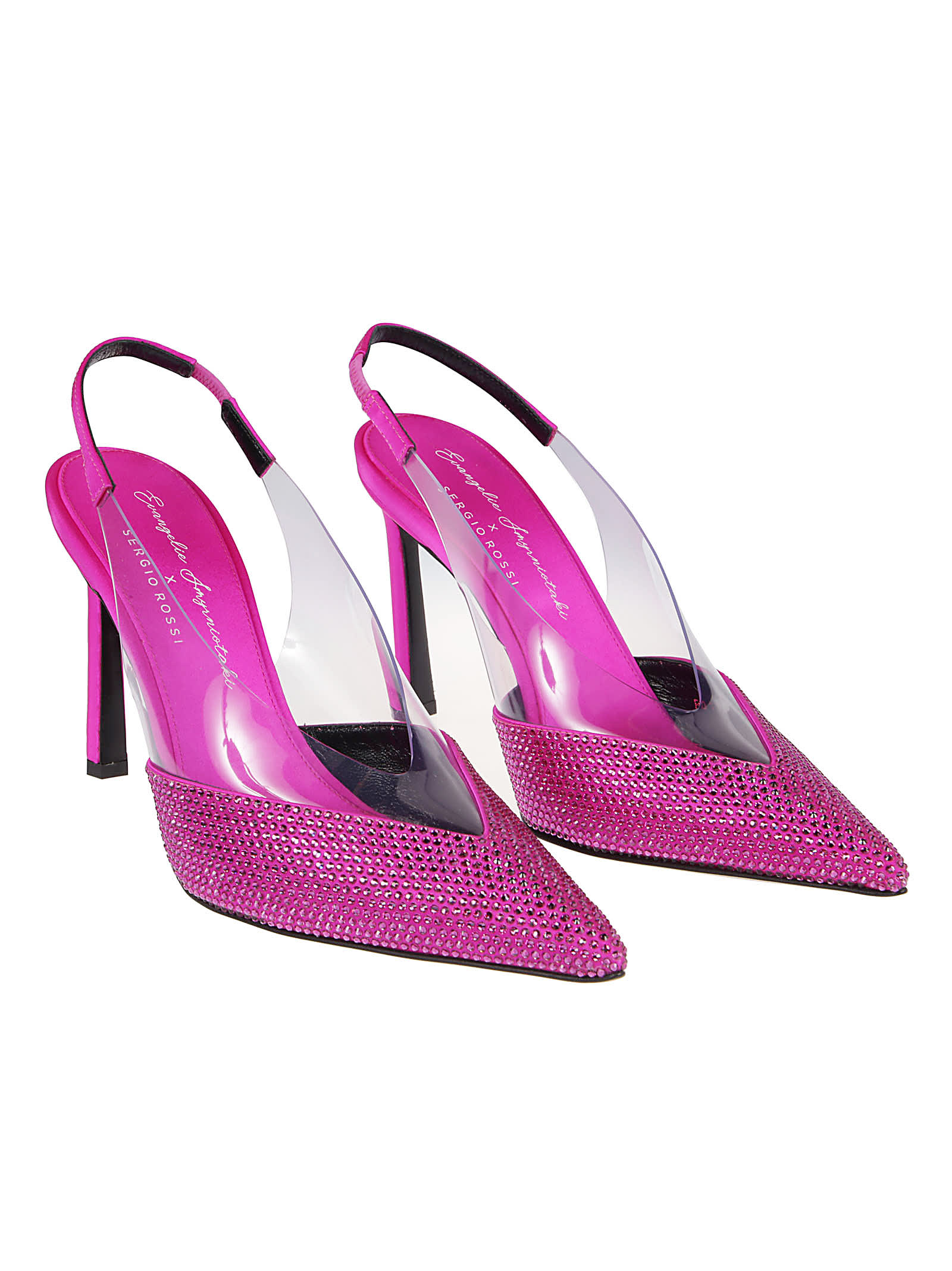 Shop Sergio Rossi Evangelie Slingback Sandals In Dragon Fruit/fuchsia/trasparente