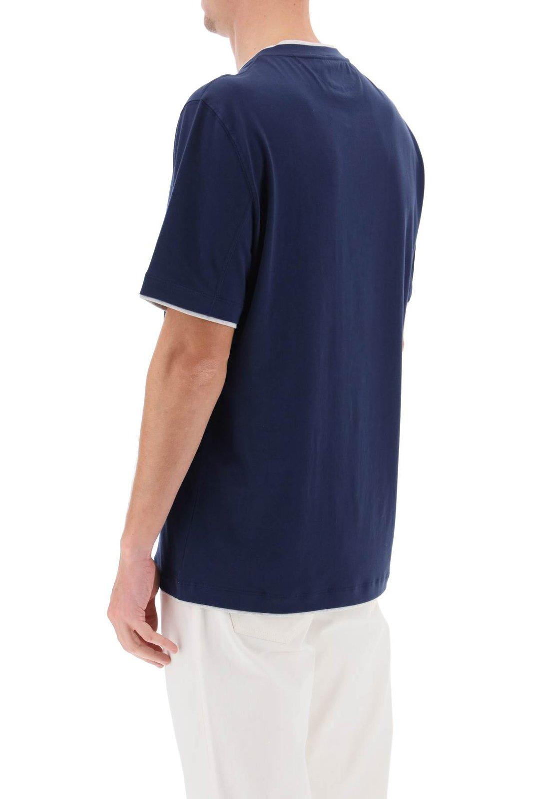 Shop Brunello Cucinelli T-shirt In Blue/white