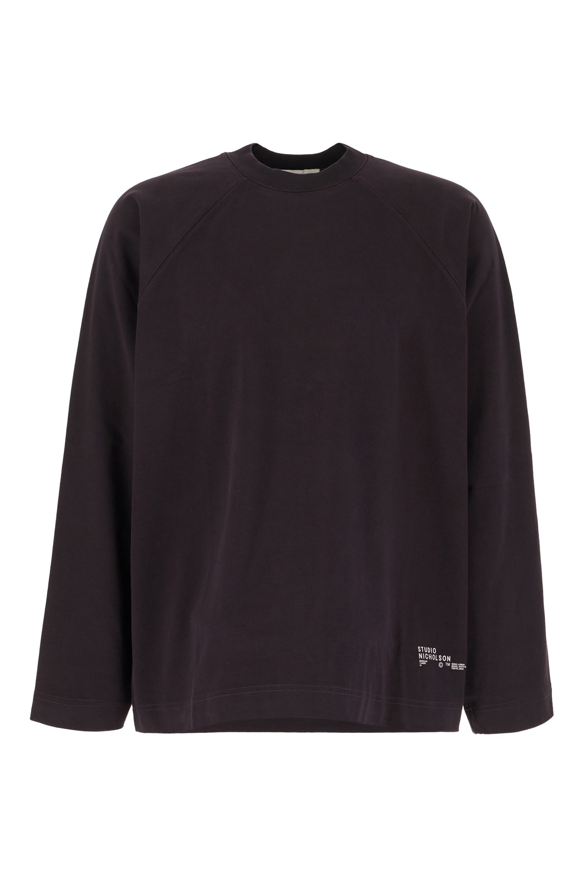 Studio Nicholson Aubergine Cotton Oversize Sweatshirt In Blackgrape