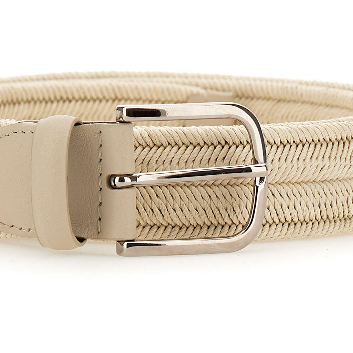 Shop Orciani Cotton And Leather Belt In Beige