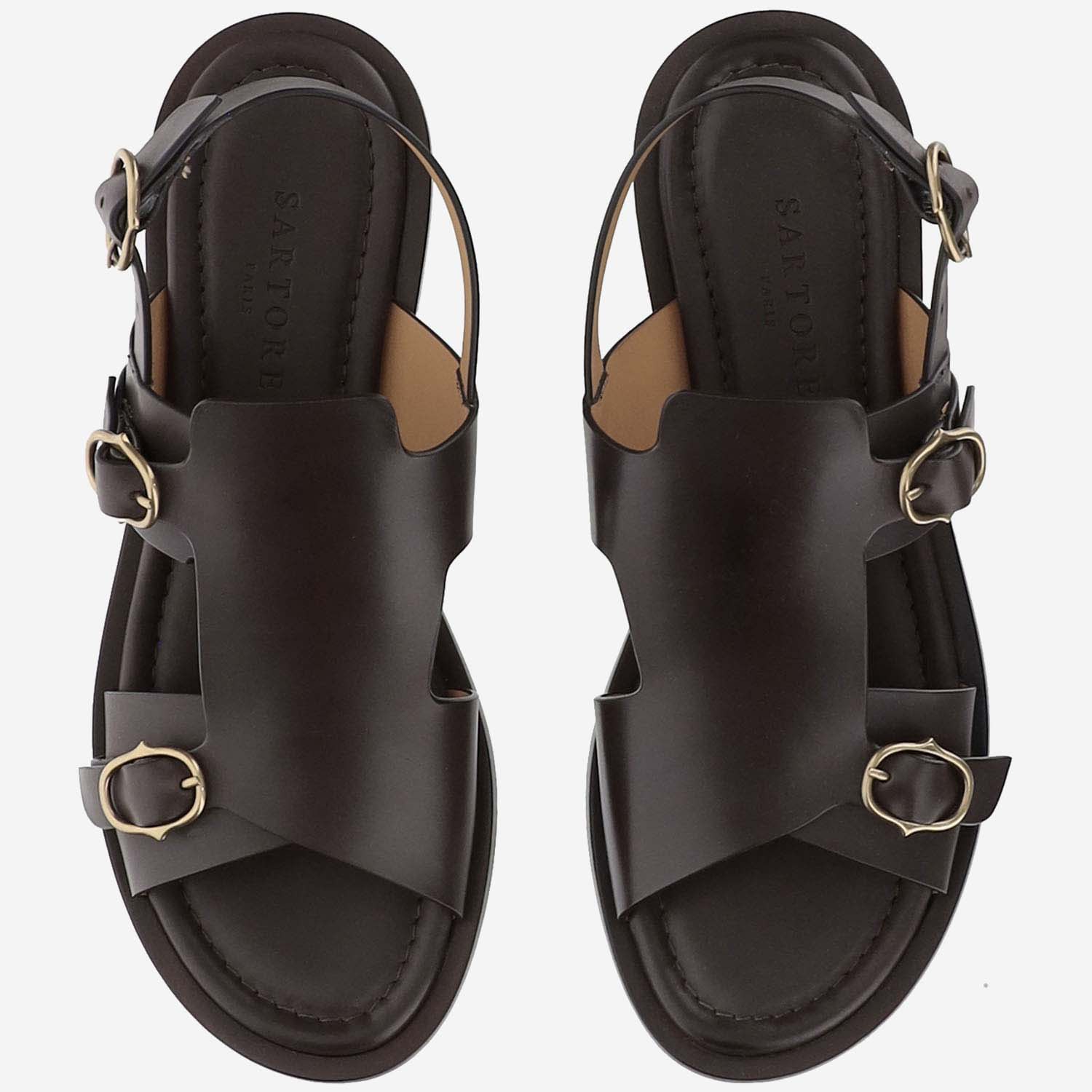 Shop Sartore Diver Leather Sandals In Brown