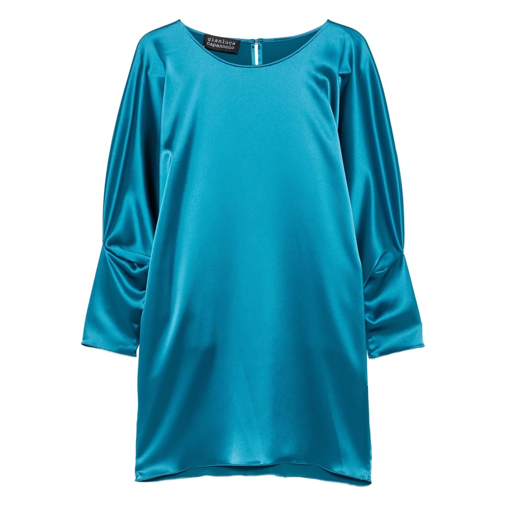 Gianluca Capannolo Crew-neck Puff-sleeve Mini Dress In Blue