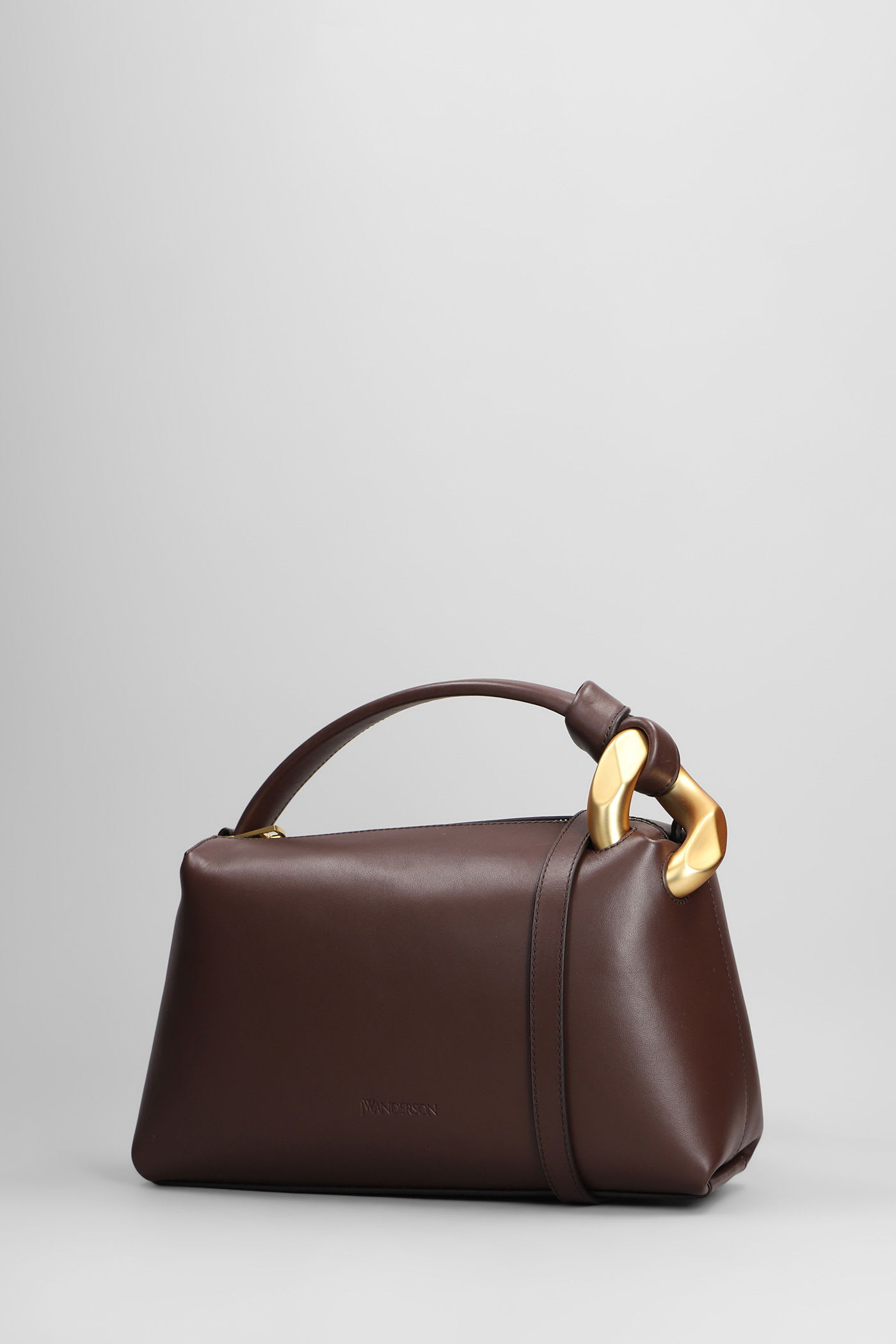Jw Anderson Corner Hand Bag In Brown Leather In Brown