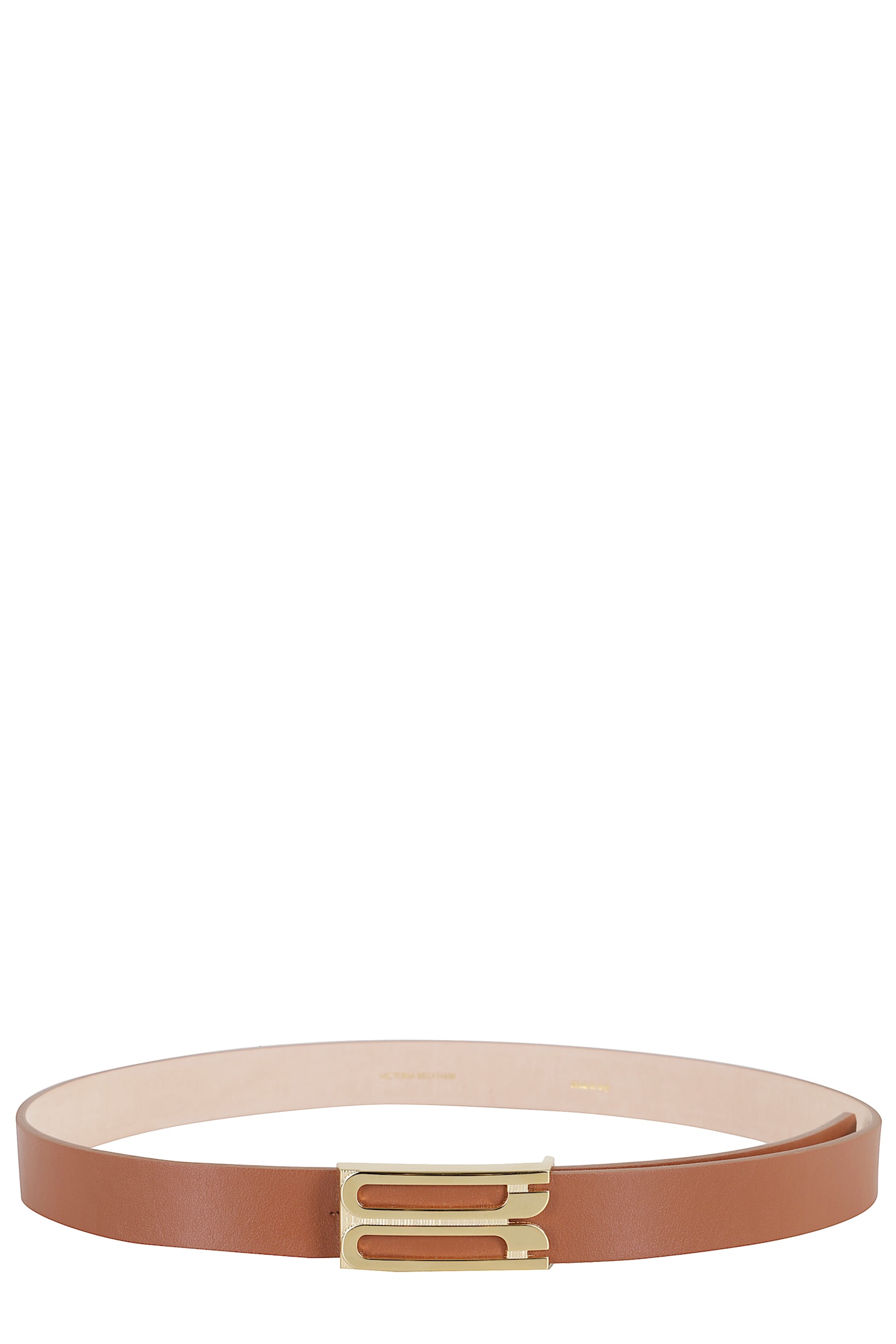 Victoria Beckham Frame Leather Belt In Tan