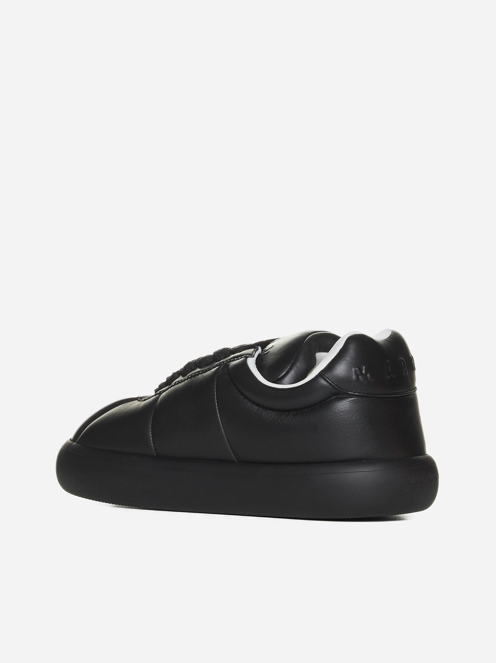 Shop Marni Leather Sneakers In Black