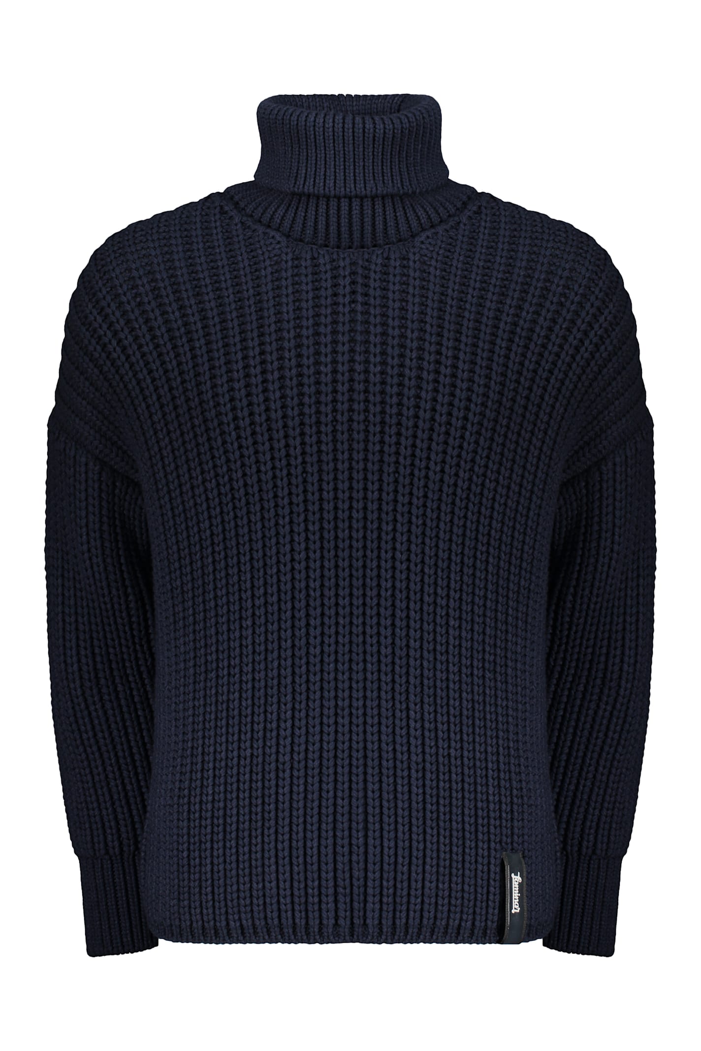 Herno Dark Blue Sweater With A High Collar