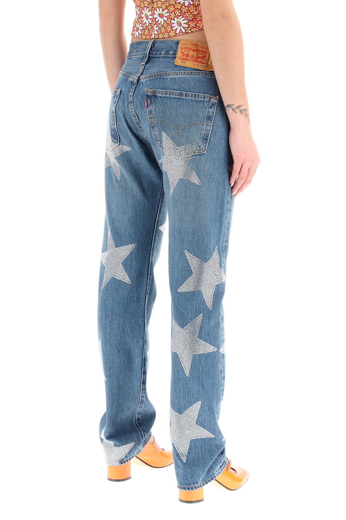 Shop Collina Strada Rhinestone Star Jeans X Levis In Silver Star (blue)